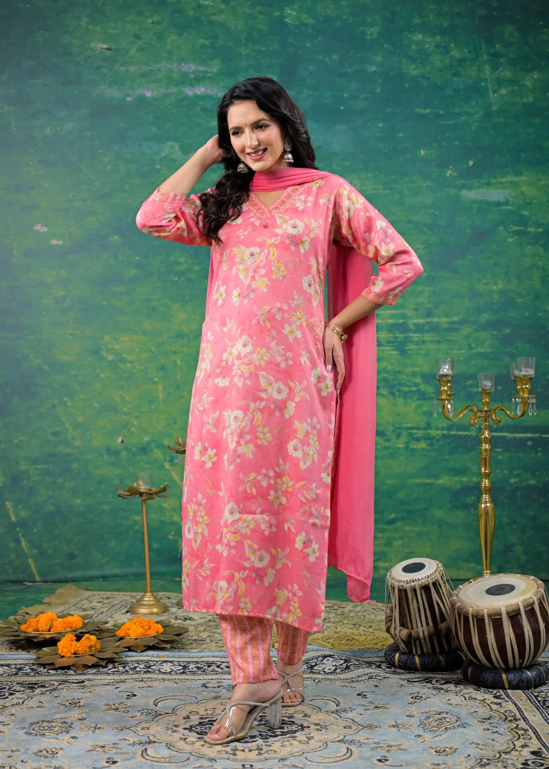 Shanti Floss Printed Work Suit Set - Image 5