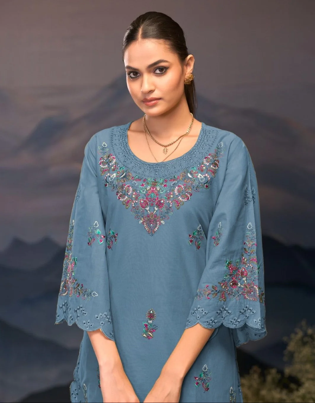 Mayuri Glacier Schiffili Embroidered Co-ord Set - Image 2