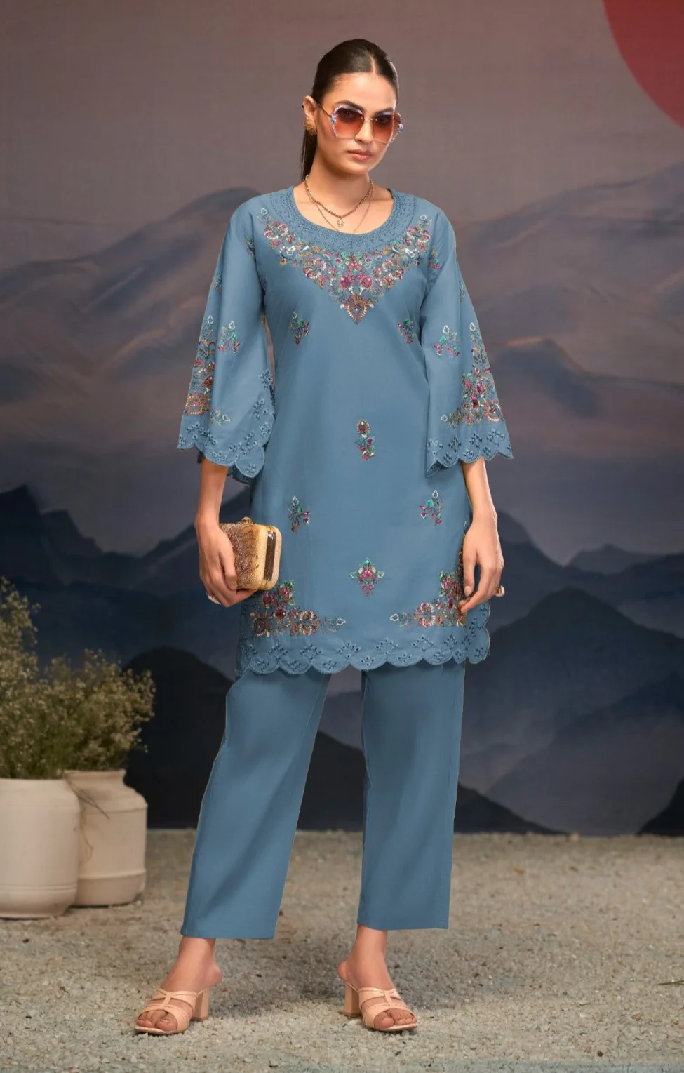 Mayuri Glacier Schiffili Embroidered Co-ord Set - Image 4