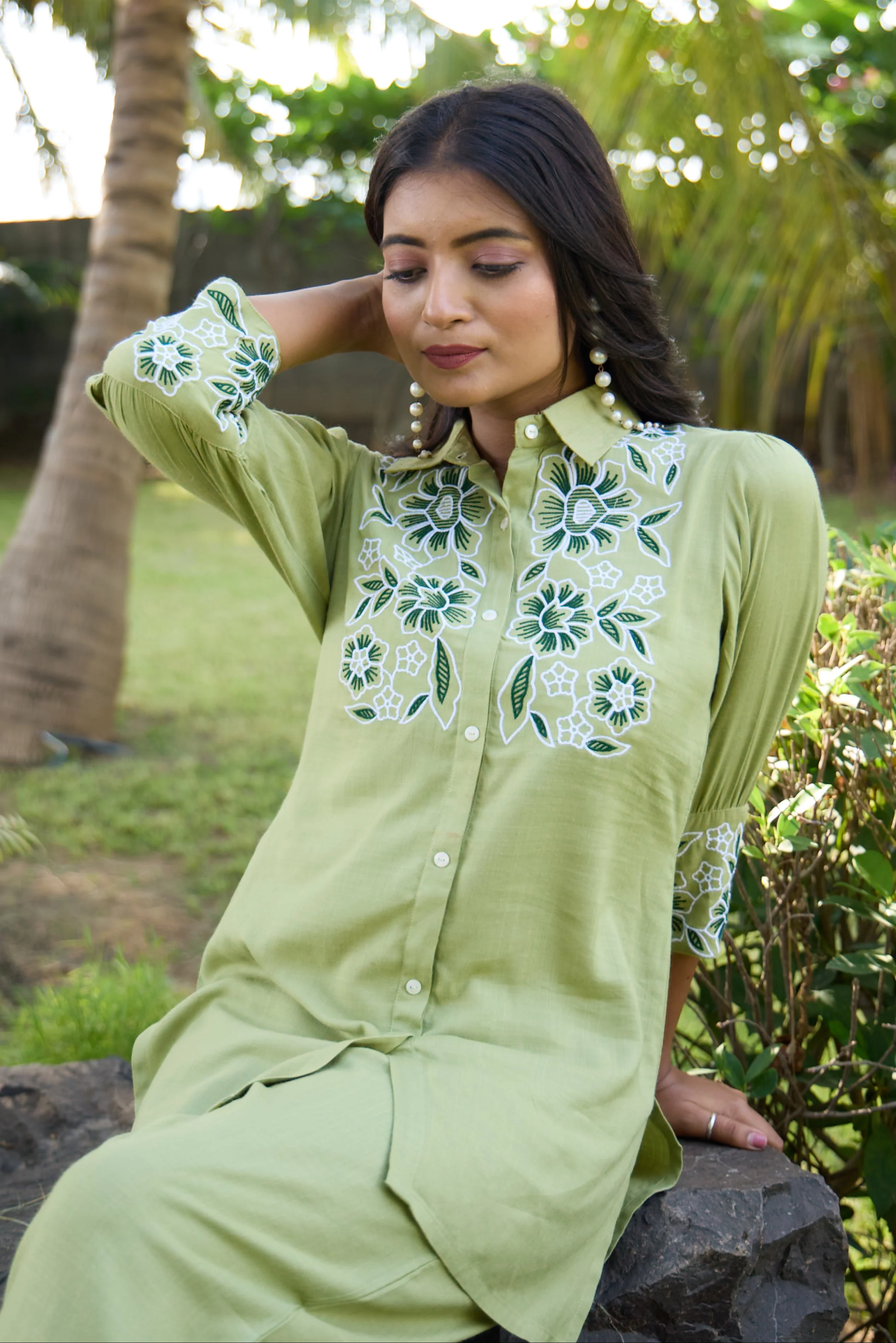Sharad fern embroidery co-ord set - Image 8