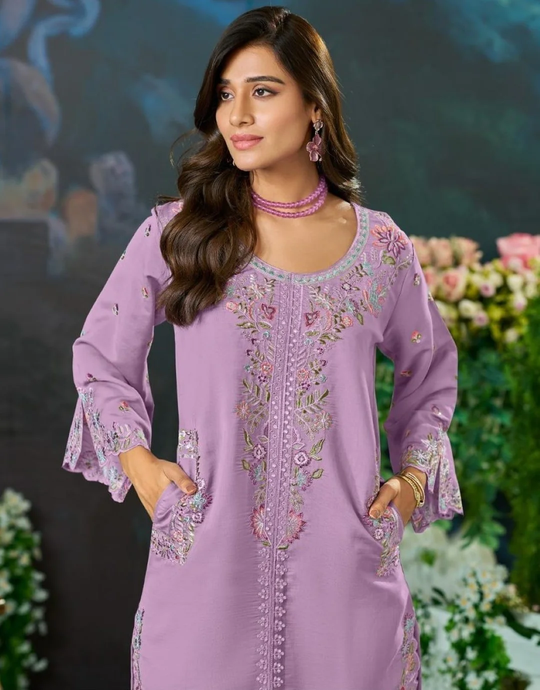 Mayuri Mauve Embroidered Co-ord Set - Image 2