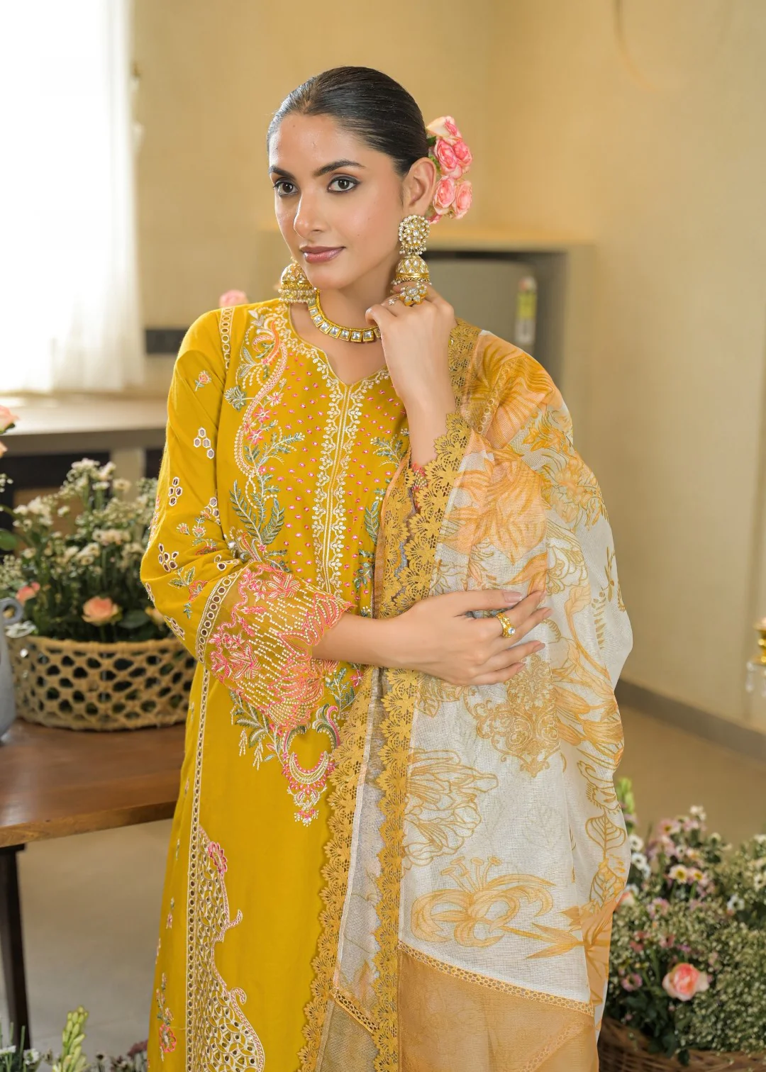 Vastramaya maize full embroidery lawn suit set - Image 2
