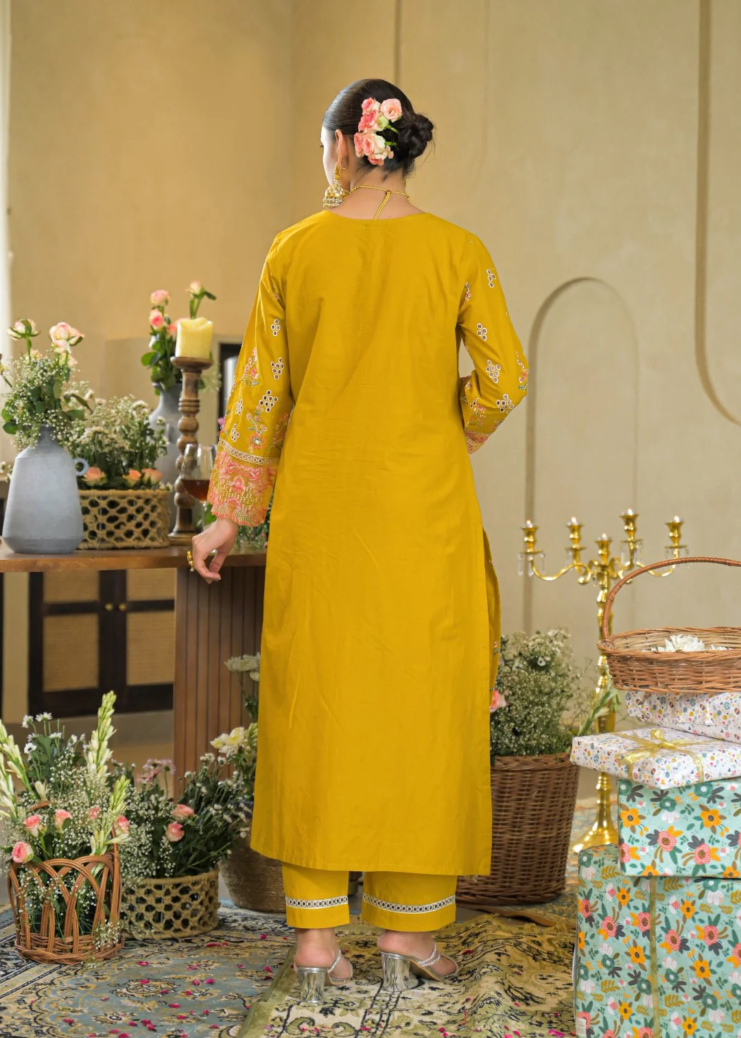 Vastramaya maize full embroidery lawn suit set - Image 3