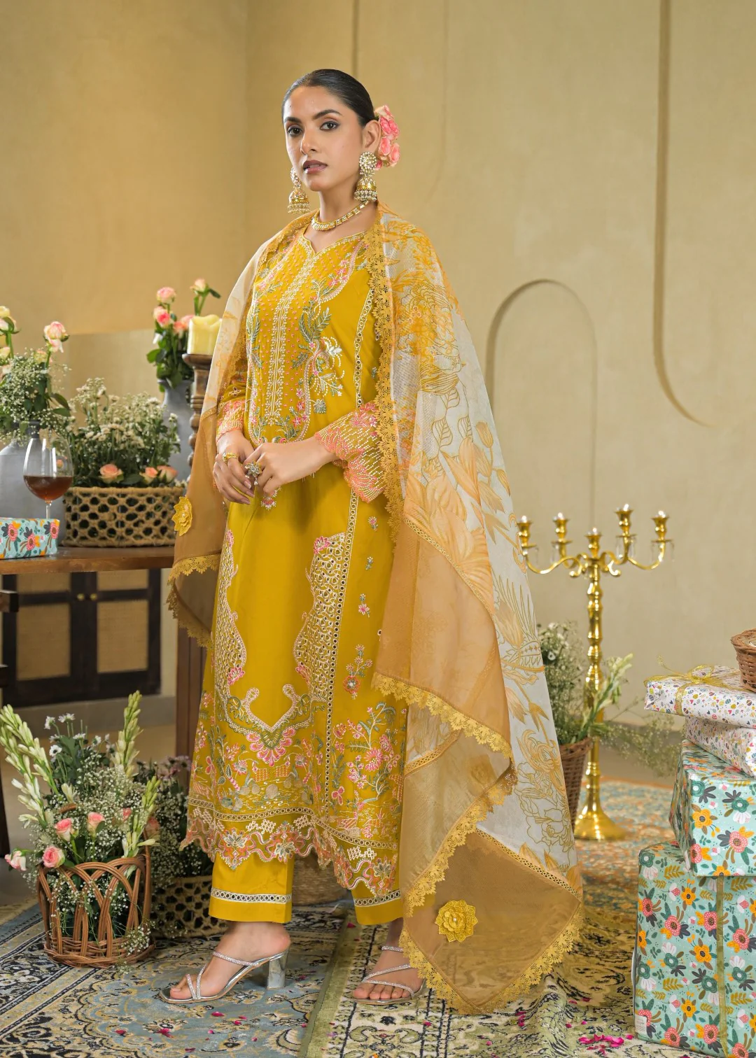 Vastramaya maize full embroidery lawn suit set - Image 5