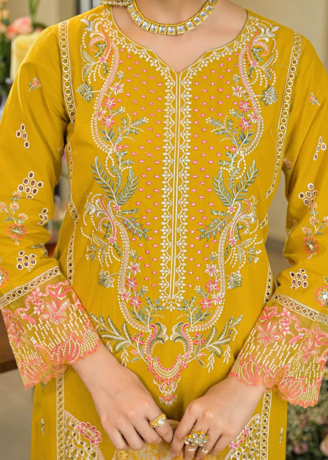 Vastramaya maize full embroidery lawn suit set - Image 7