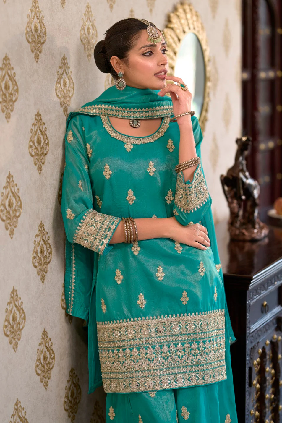 Ashtami fern full work premium suit set - Image 2