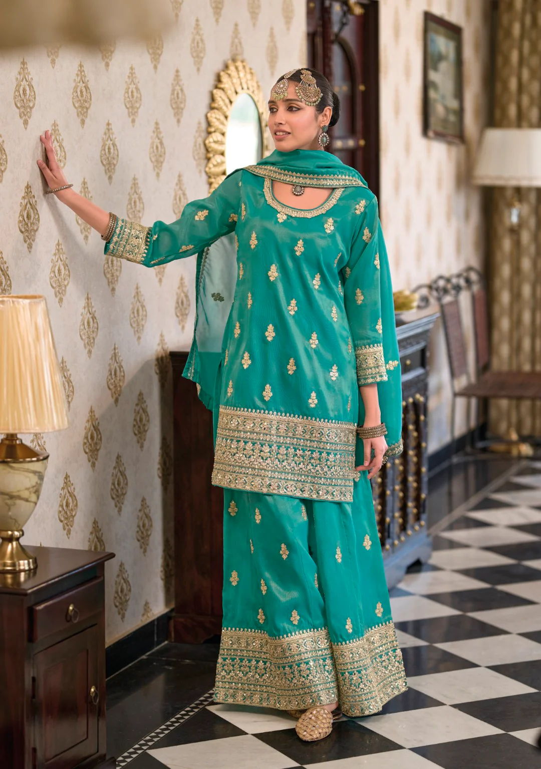 Ashtami fern full work premium suit set - Image 3