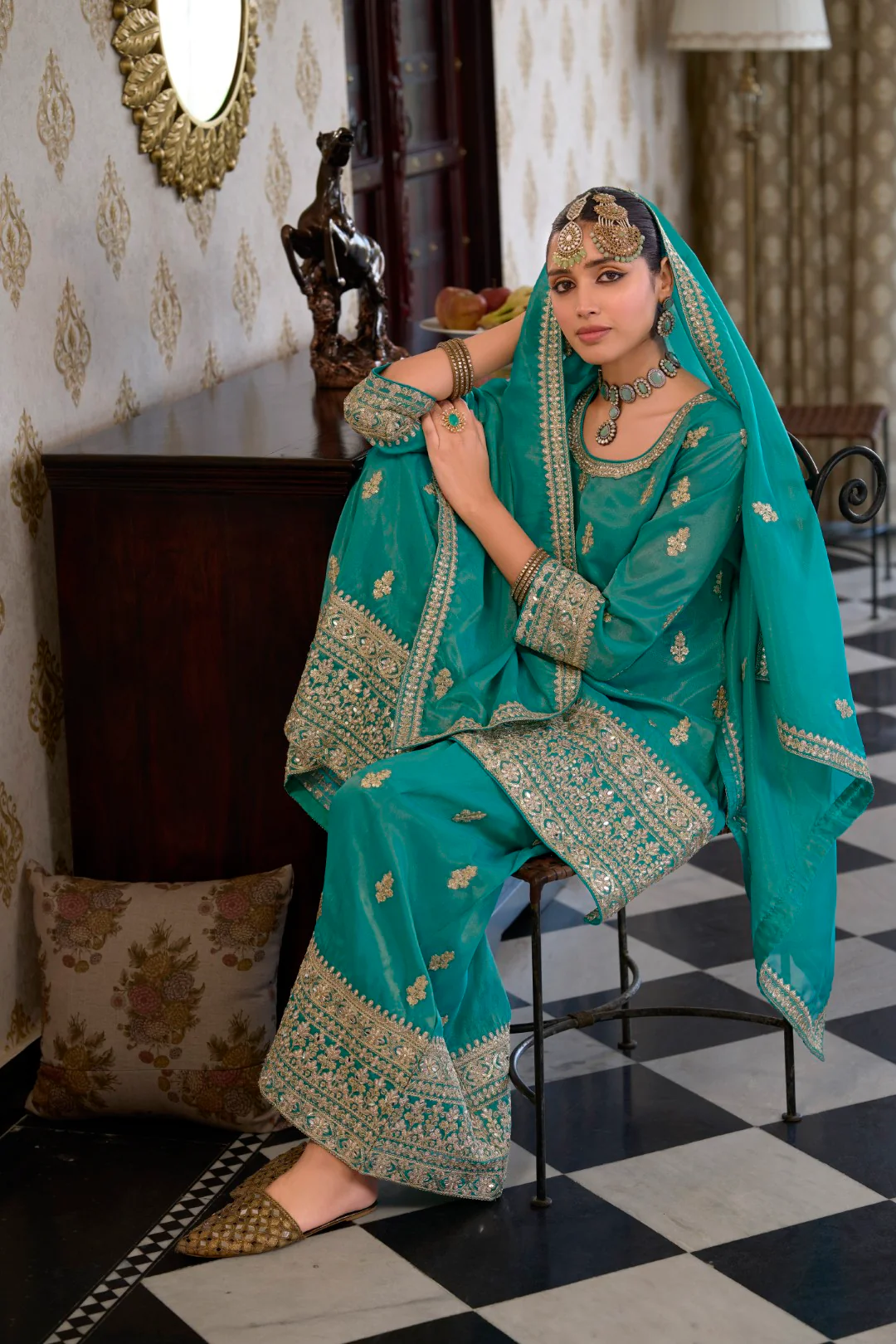 Ashtami fern full work premium suit set - Image 5