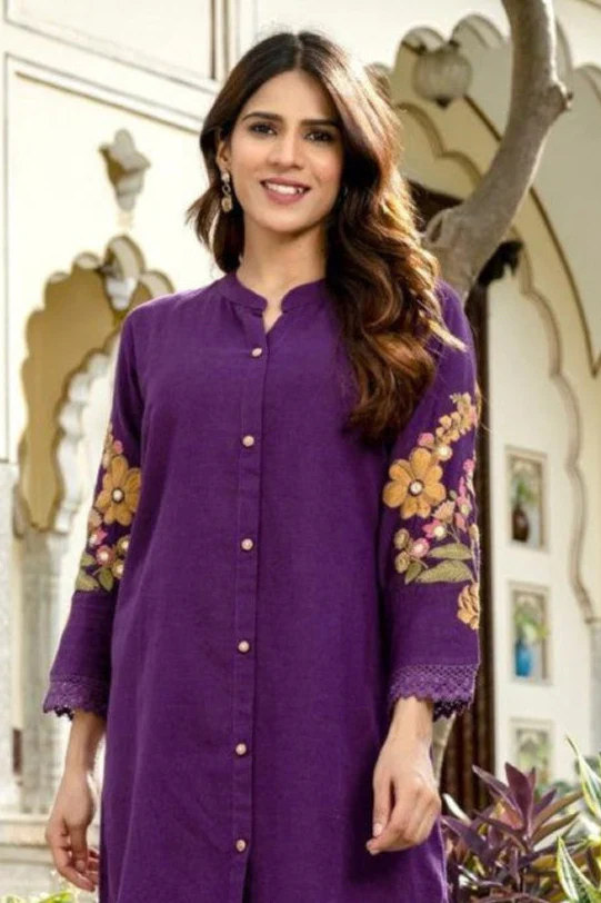 Omra orchid embroidery cotton co-ord set - Image 2
