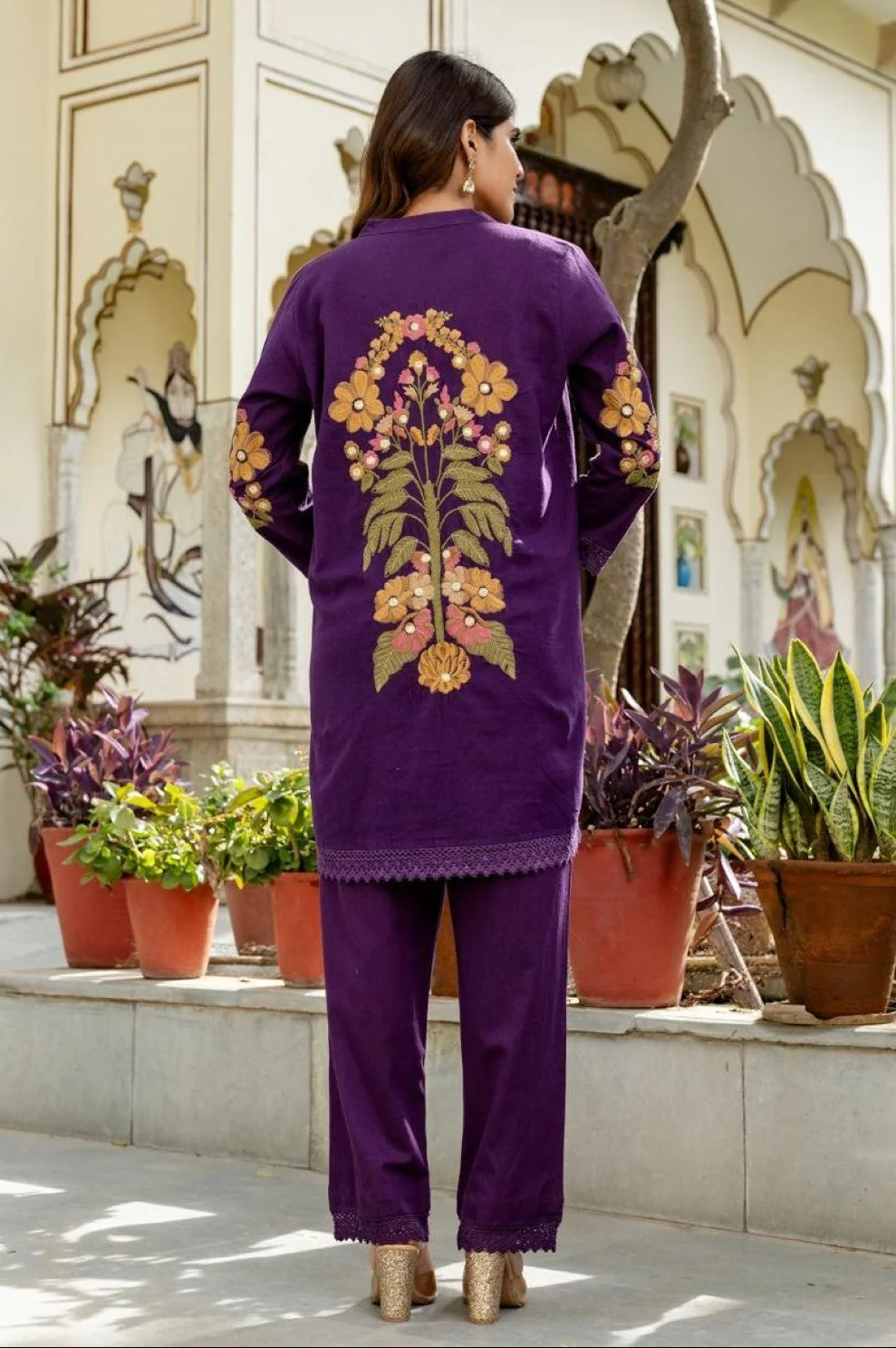 Omra orchid embroidery cotton co-ord set - Image 3