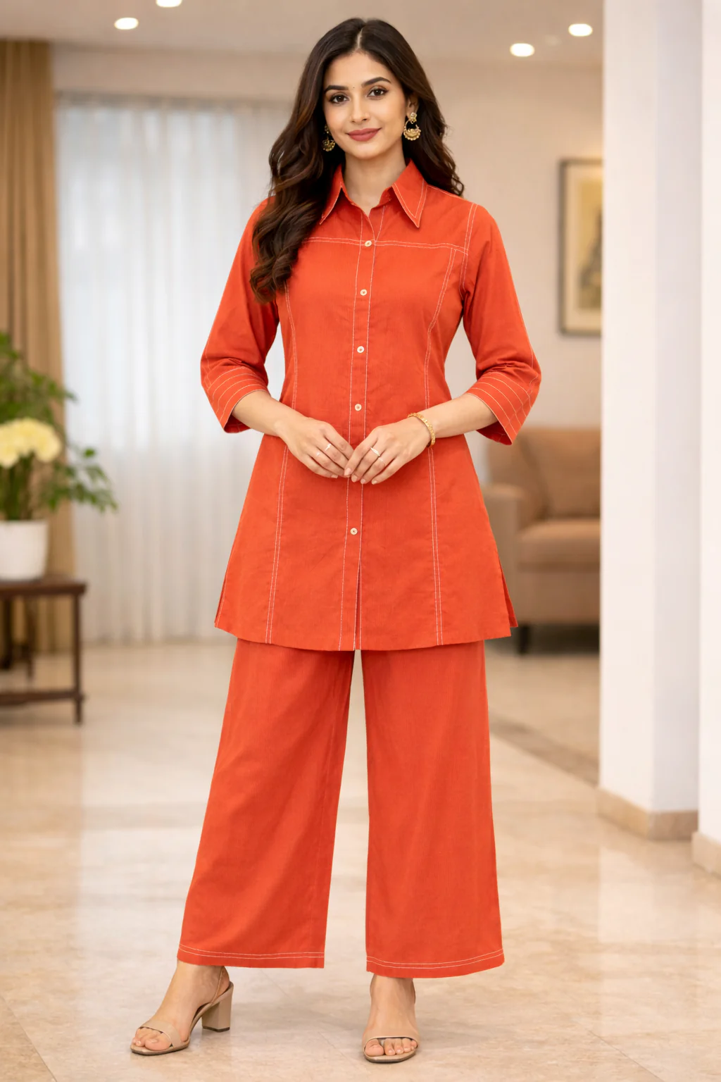 Akshara Apricot Cotton Co-ord Set - Image 5