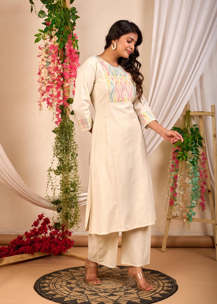 Rajhans Vanilla Cotton Co-ord Set - Image 4
