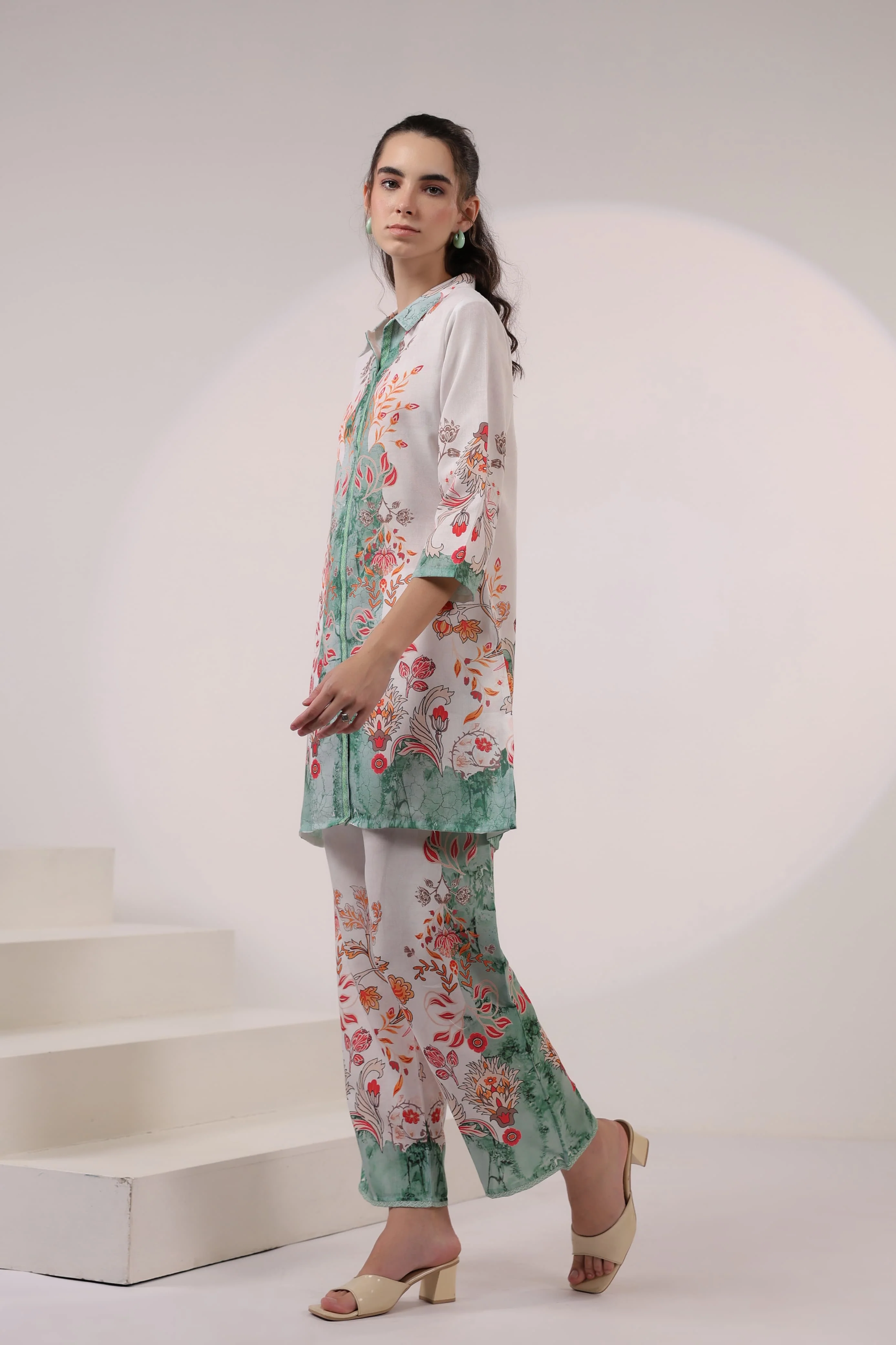 Kara Pine Linen Printed Co-ord set - Image 10