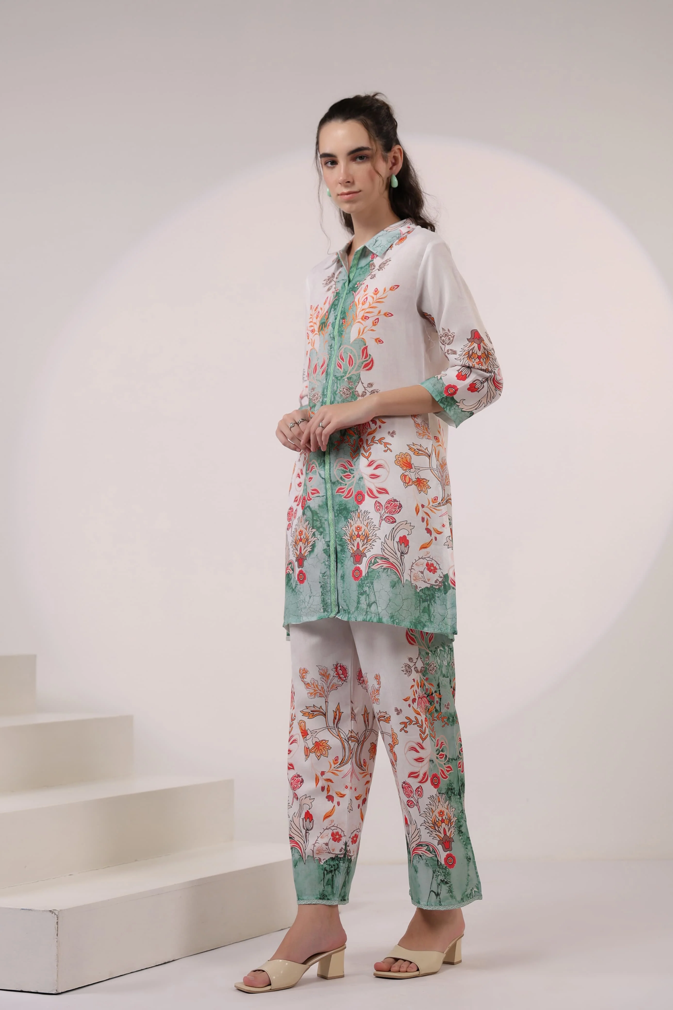 Kara Pine Linen Printed Co-ord set - Image 4