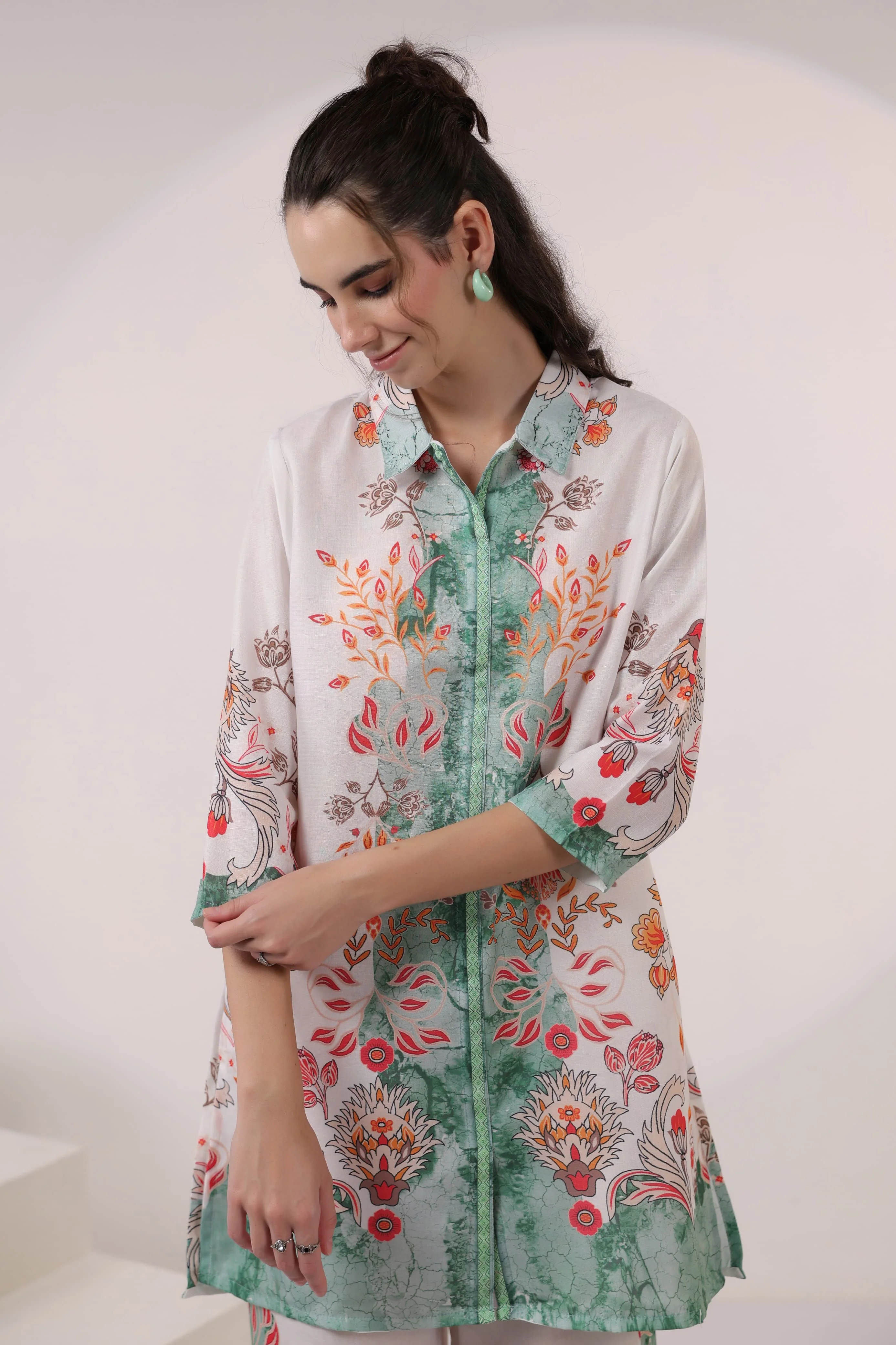 Kara Pine Linen Printed Co-ord set - Image 5