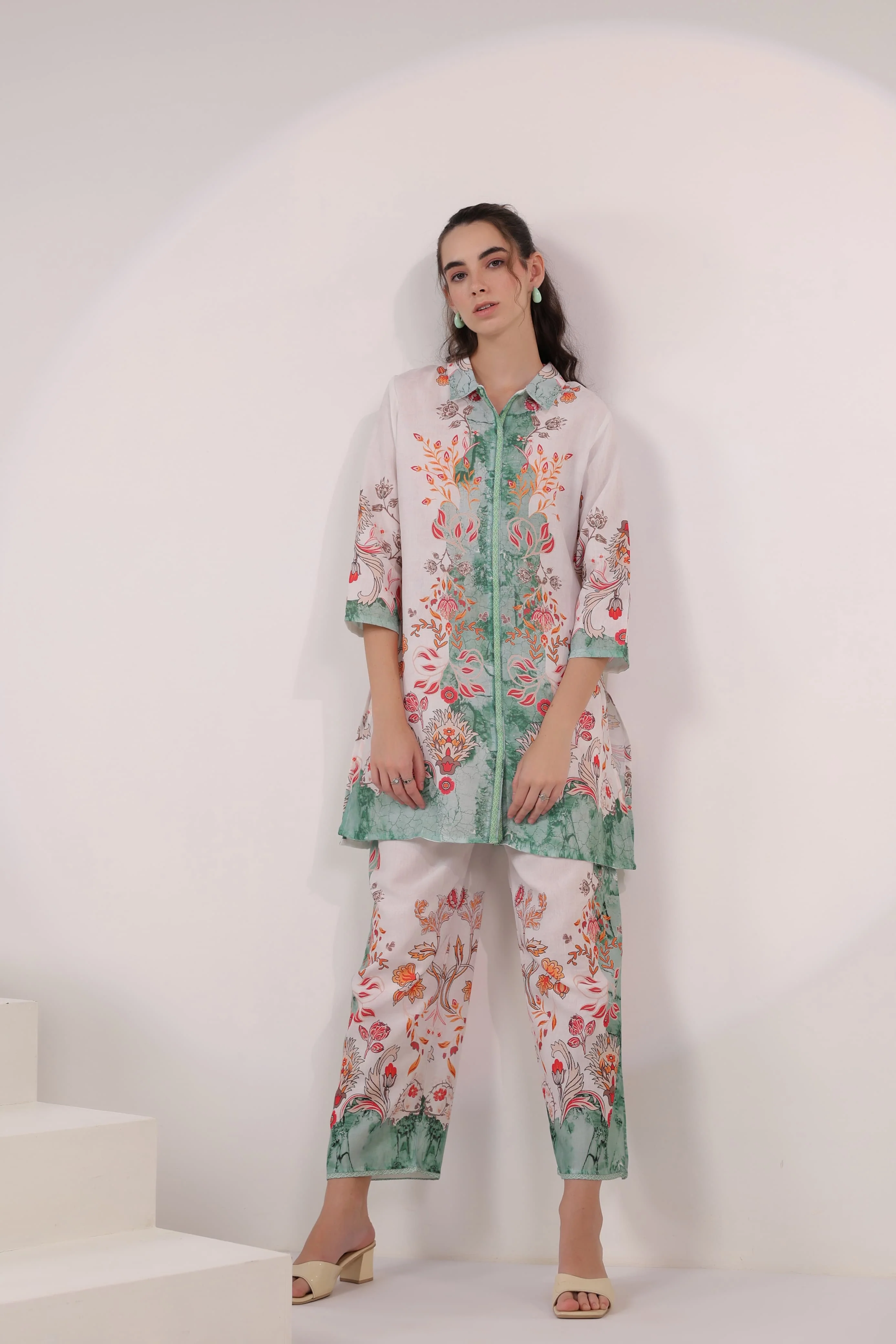 Kara Pine Linen Printed Co-ord set - Image 6