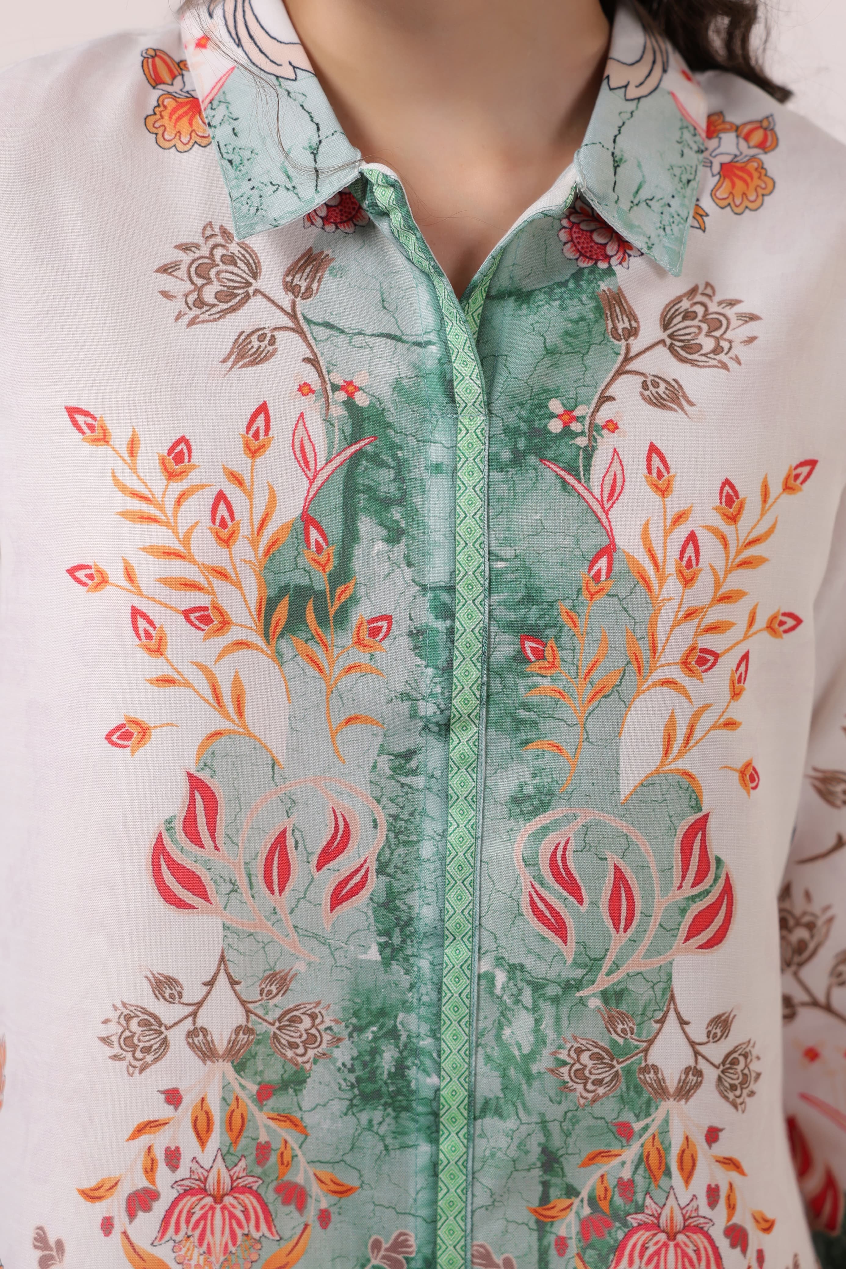 Kara Pine Linen Printed Co-ord set - Image 7