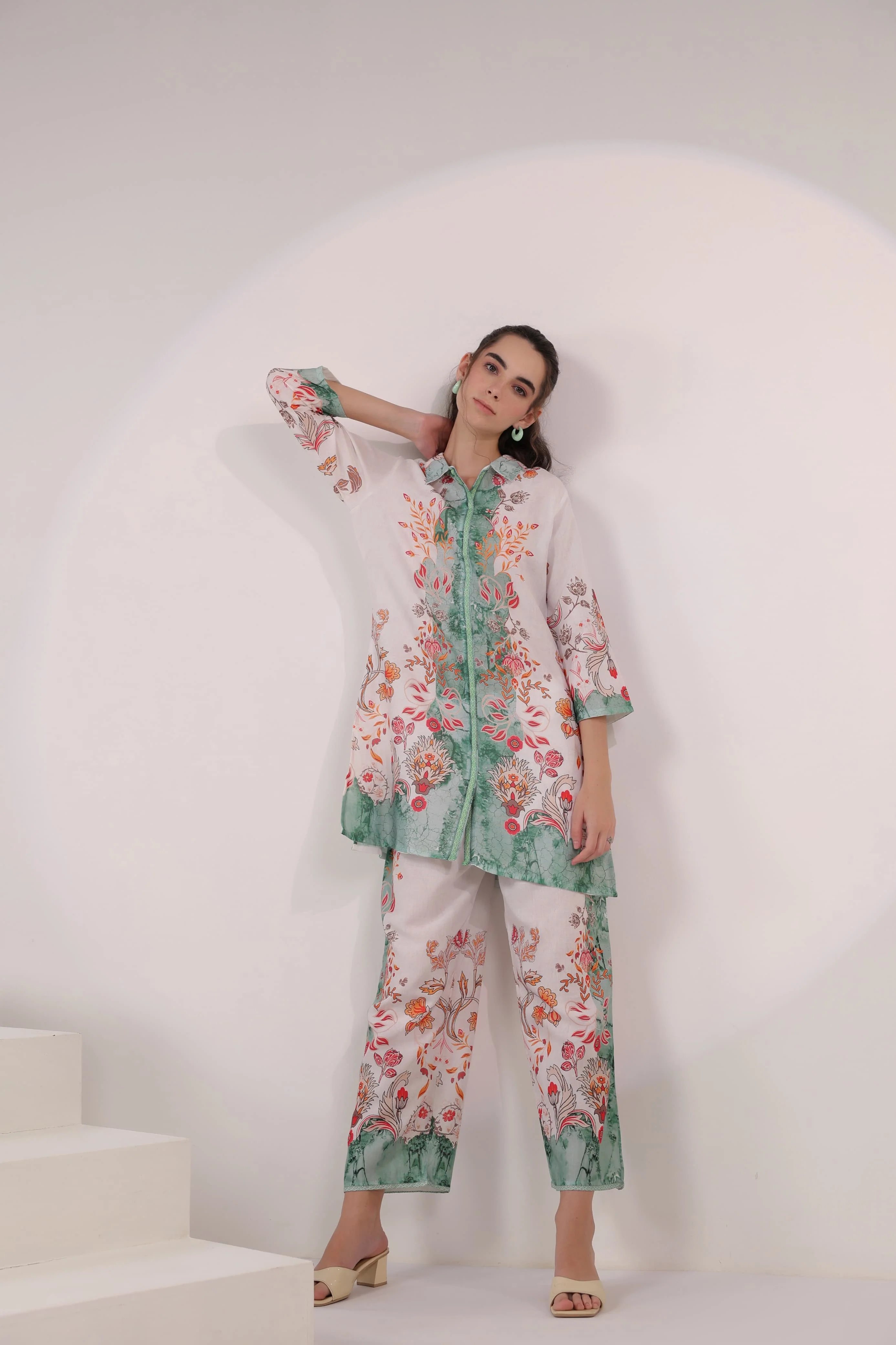 Kara Pine Linen Printed Co-ord set - Image 8