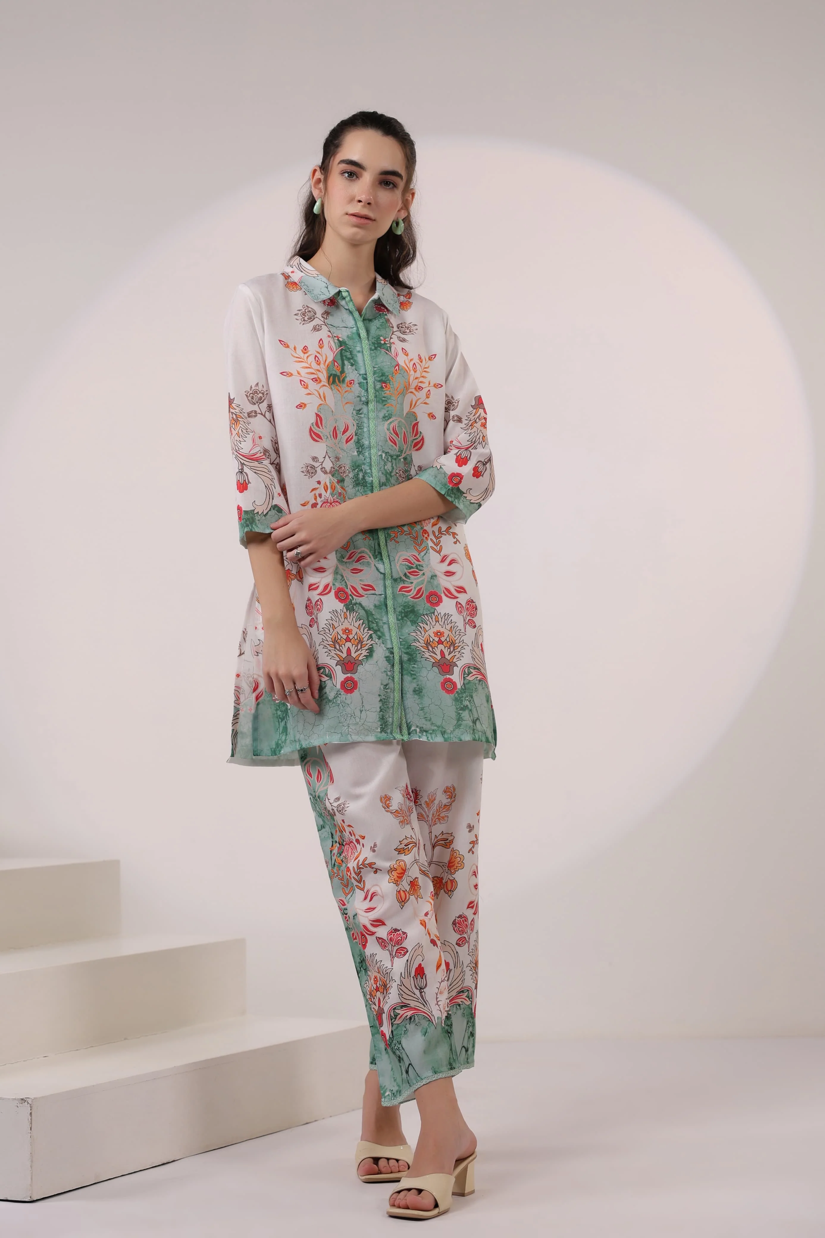 Kara Pine Linen Printed Co-ord set - Image 9