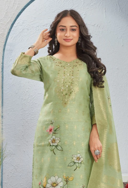 Rekha Sage Printed Suit Set - Image 2