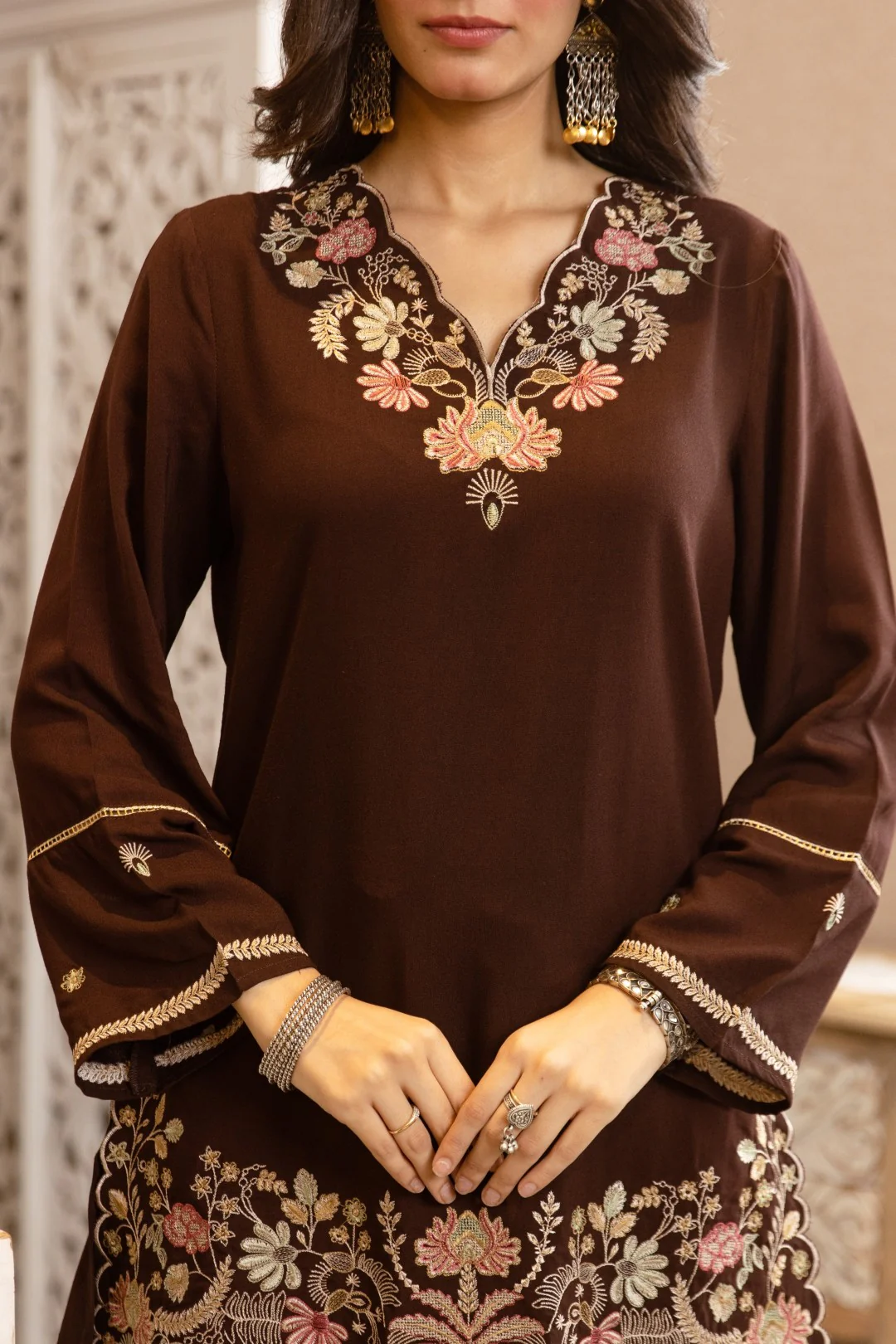 Karen Choccy Embroidery Cotton Co-ord Set - Image 4