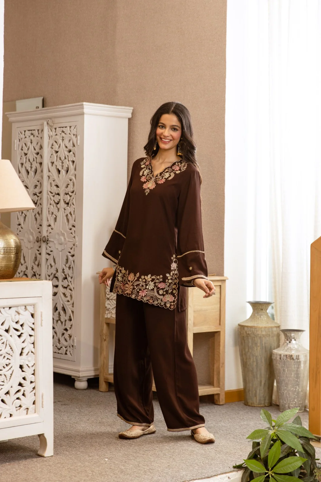 Karen Choccy Embroidery Cotton Co-ord Set - Image 5