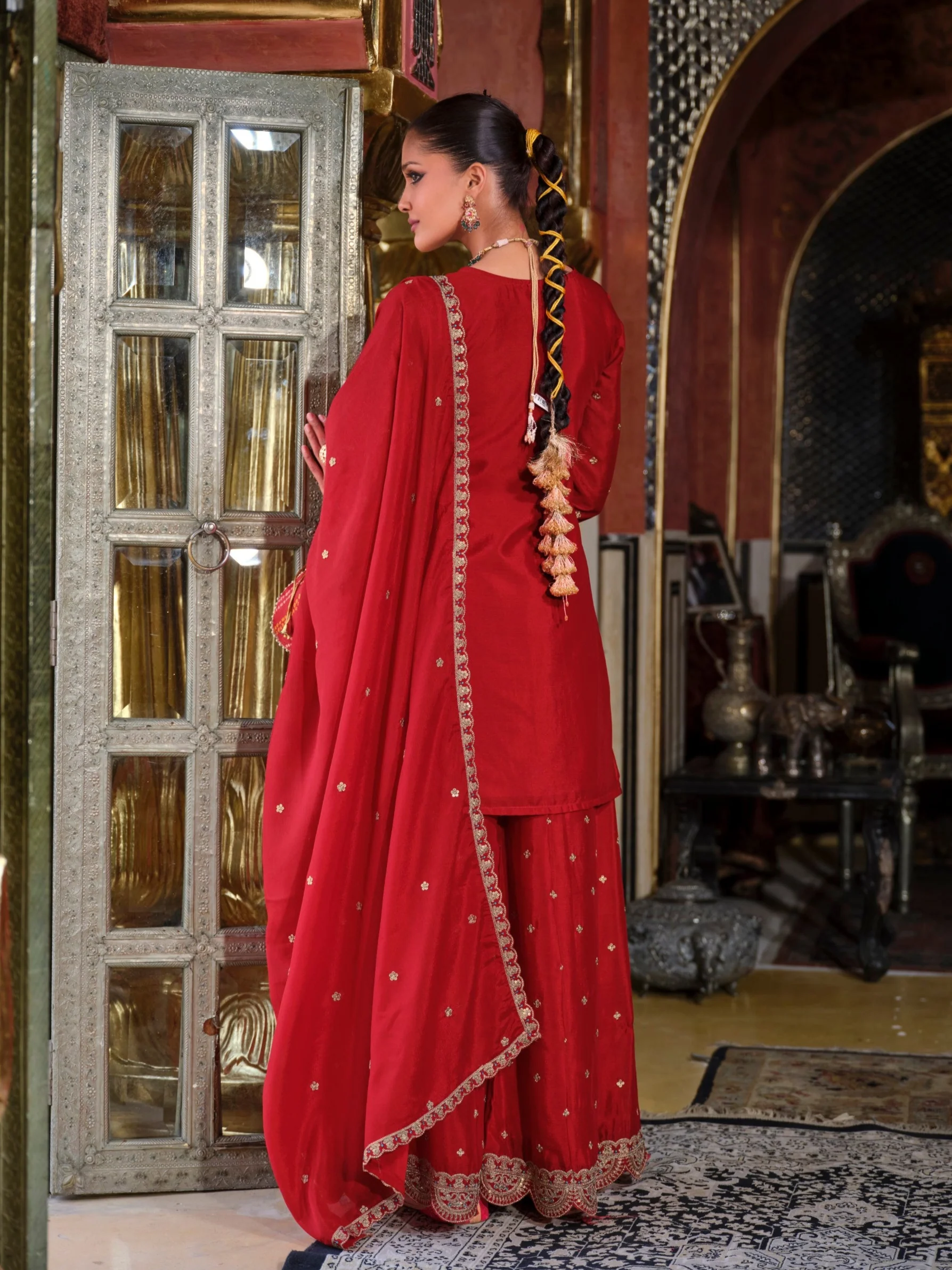 Triyaksha Sindoori Full work heavy suit set - Image 3