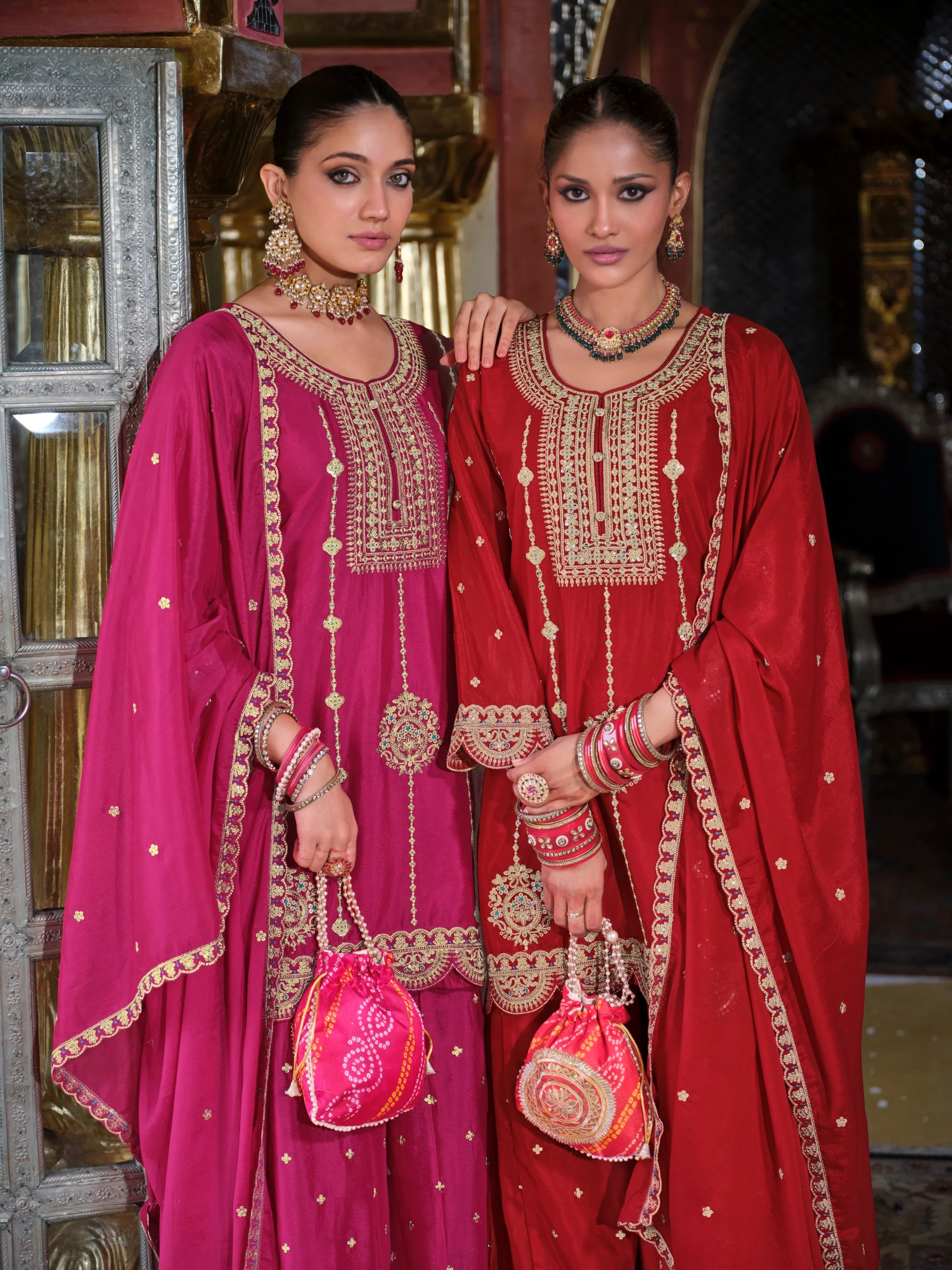 Triyaksha Sindoori Full work heavy suit set - Image 6