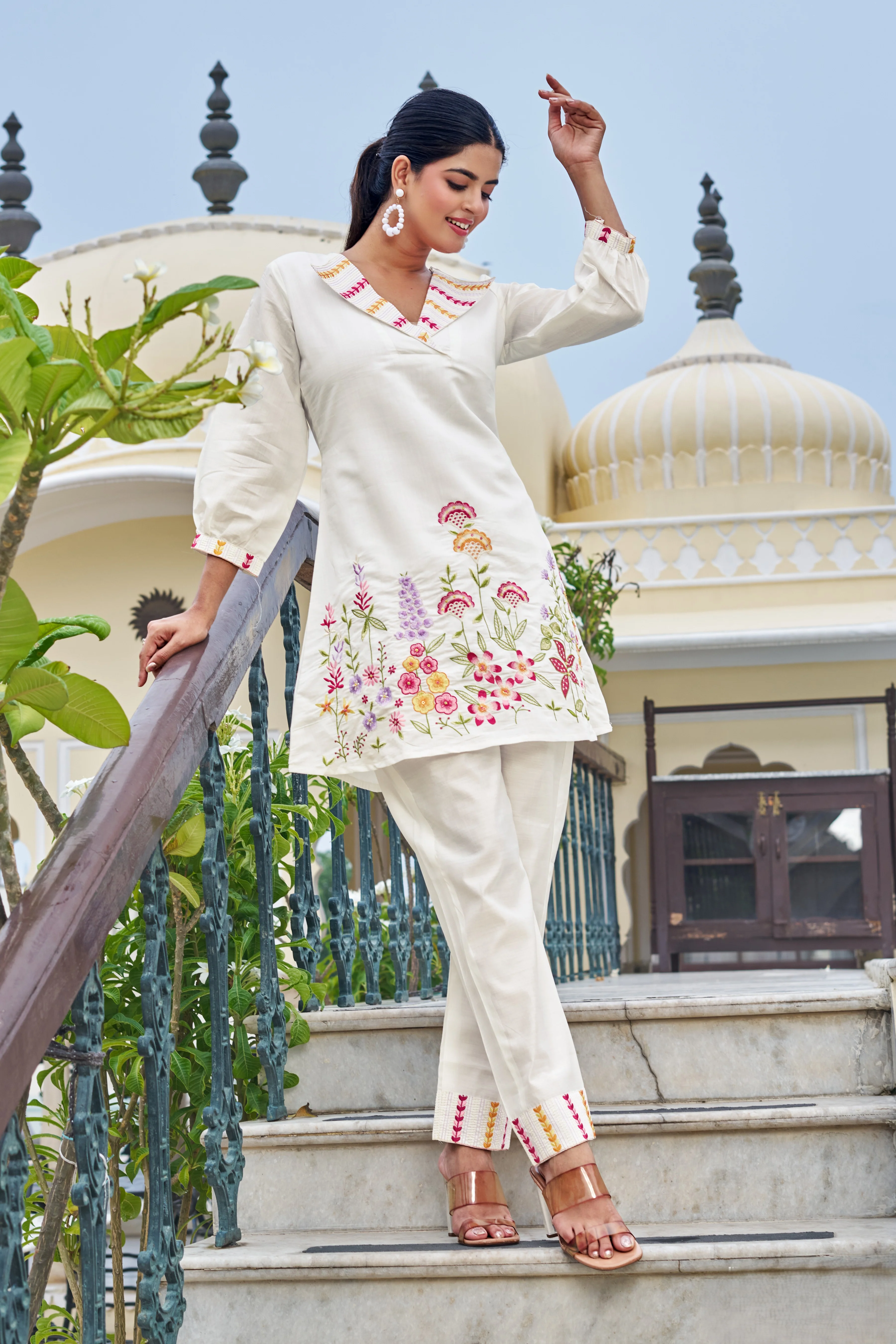 Darika slate embroidery co-ord set - Image 4