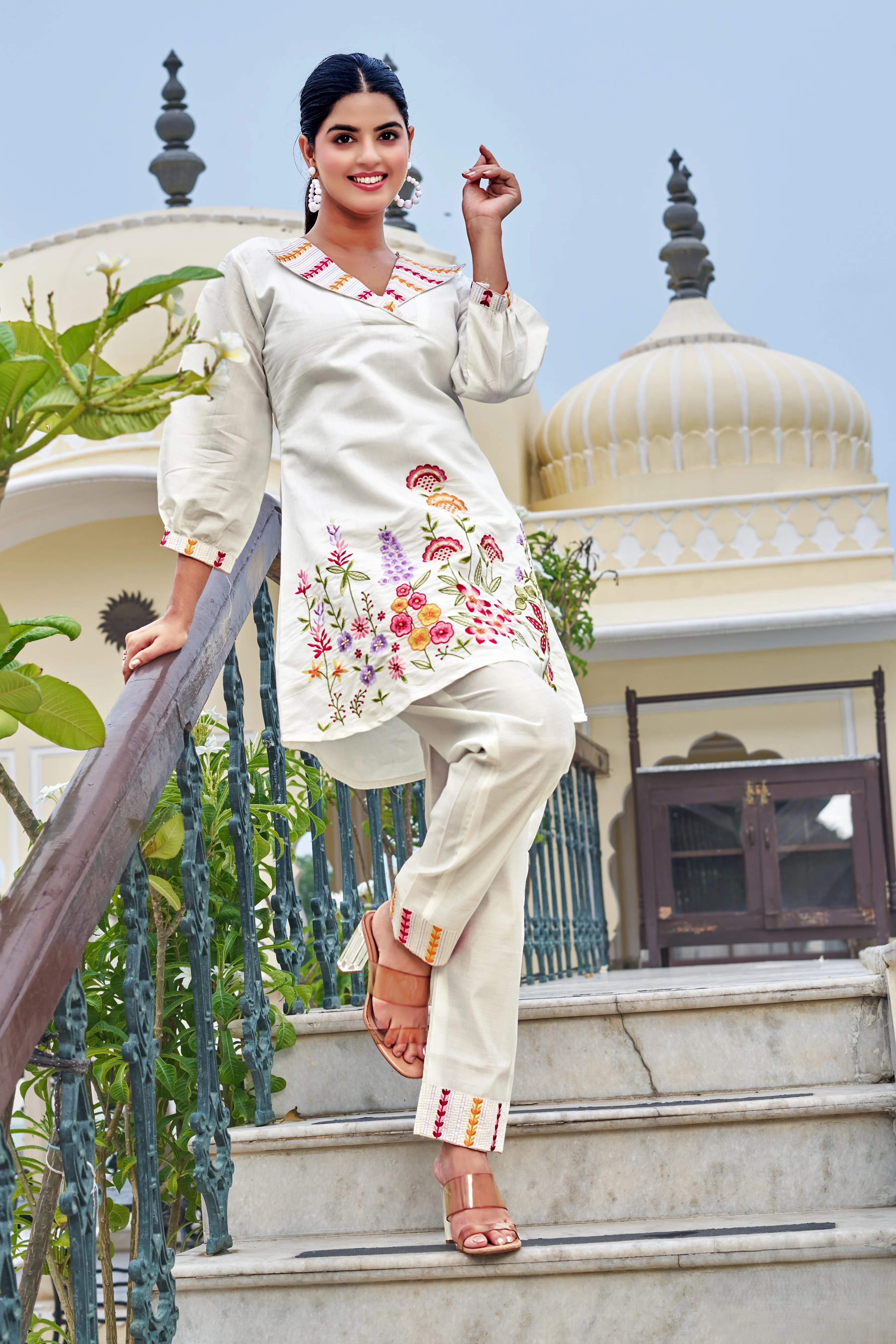 Darika slate embroidery co-ord set - Image 6