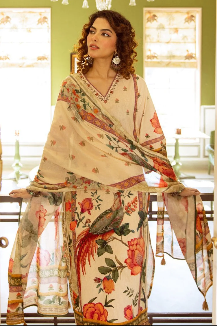 Karen bisque floral suit set - Image 2