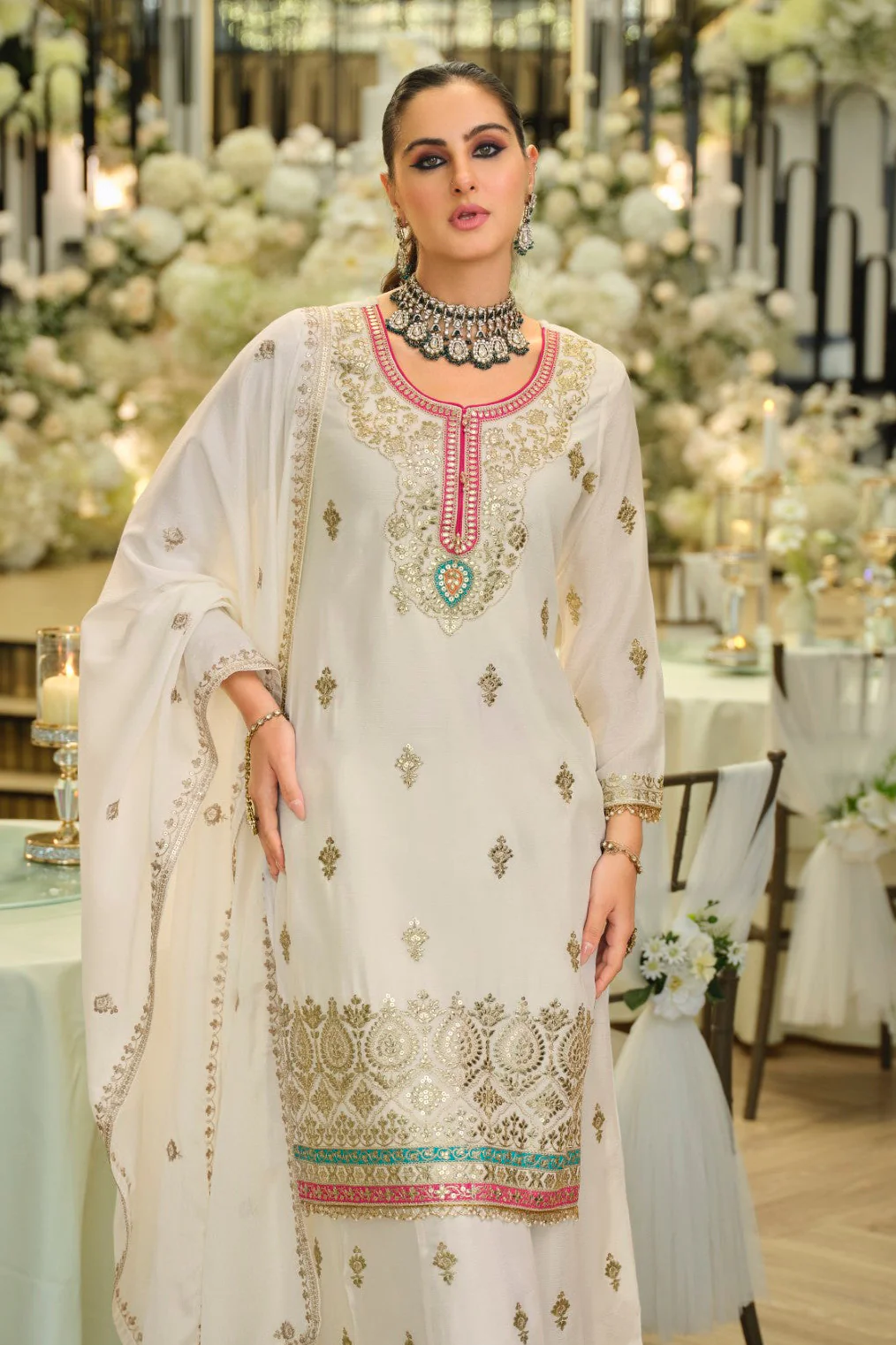 Areesa Daisy Full Work Gharara Suit Set - Image 2