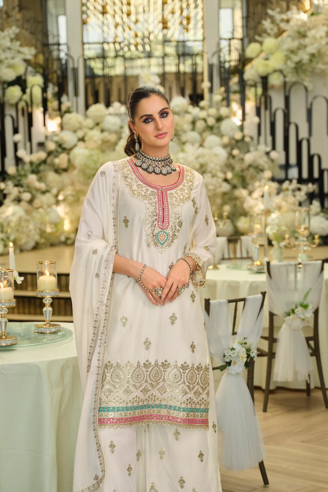 Areesa Daisy Full Work Gharara Suit Set - Image 4