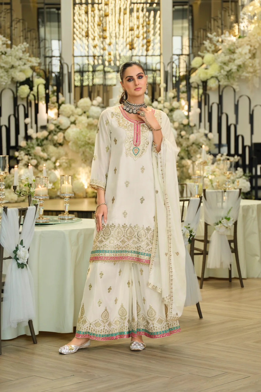 Areesa Daisy Full Work Gharara Suit Set - Image 5