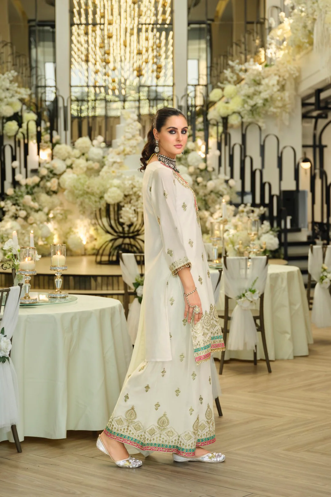 Areesa Daisy Full Work Gharara Suit Set - Image 6