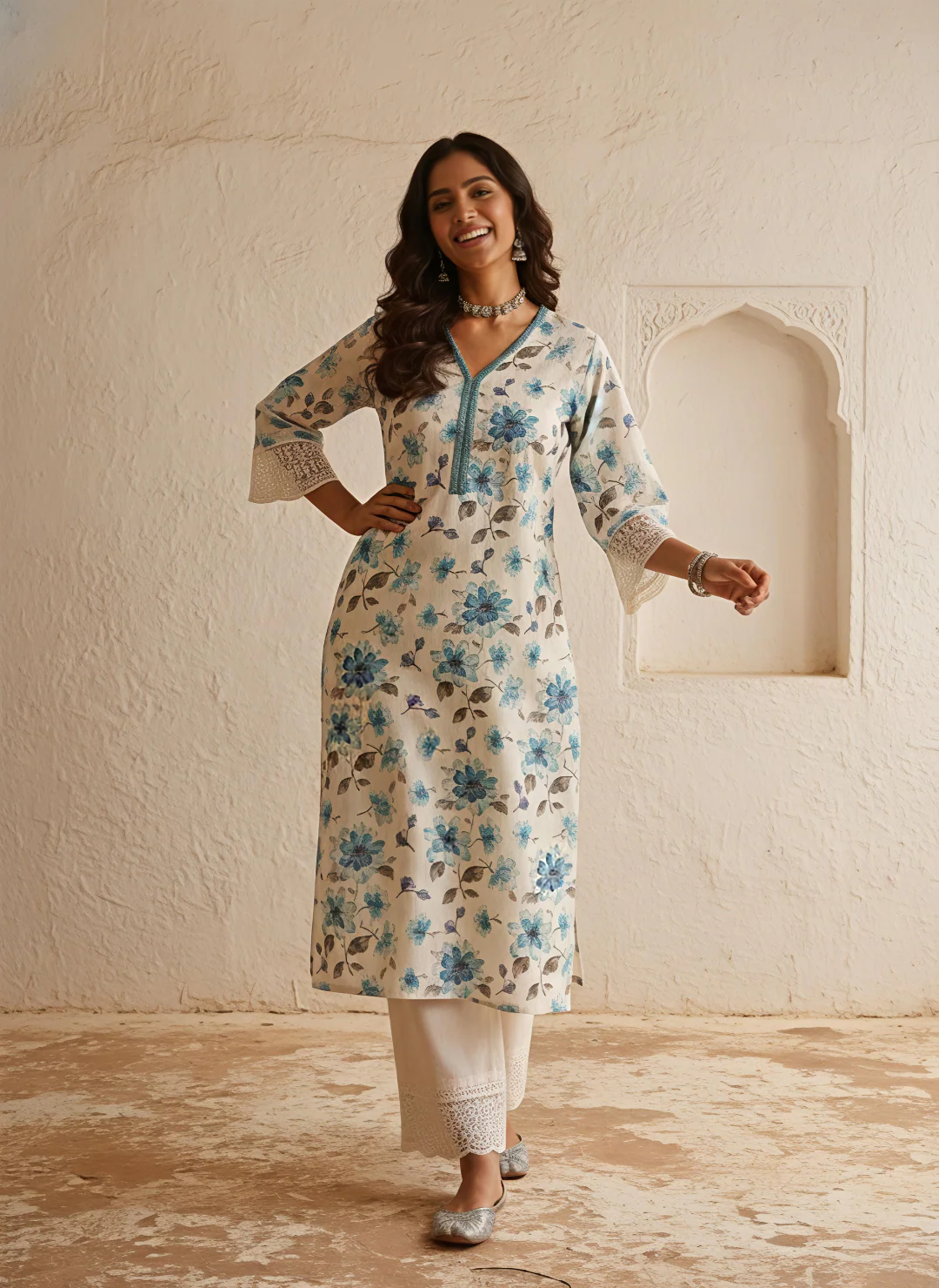 Swades Hibis cotton Kurta Pant set - Image 4