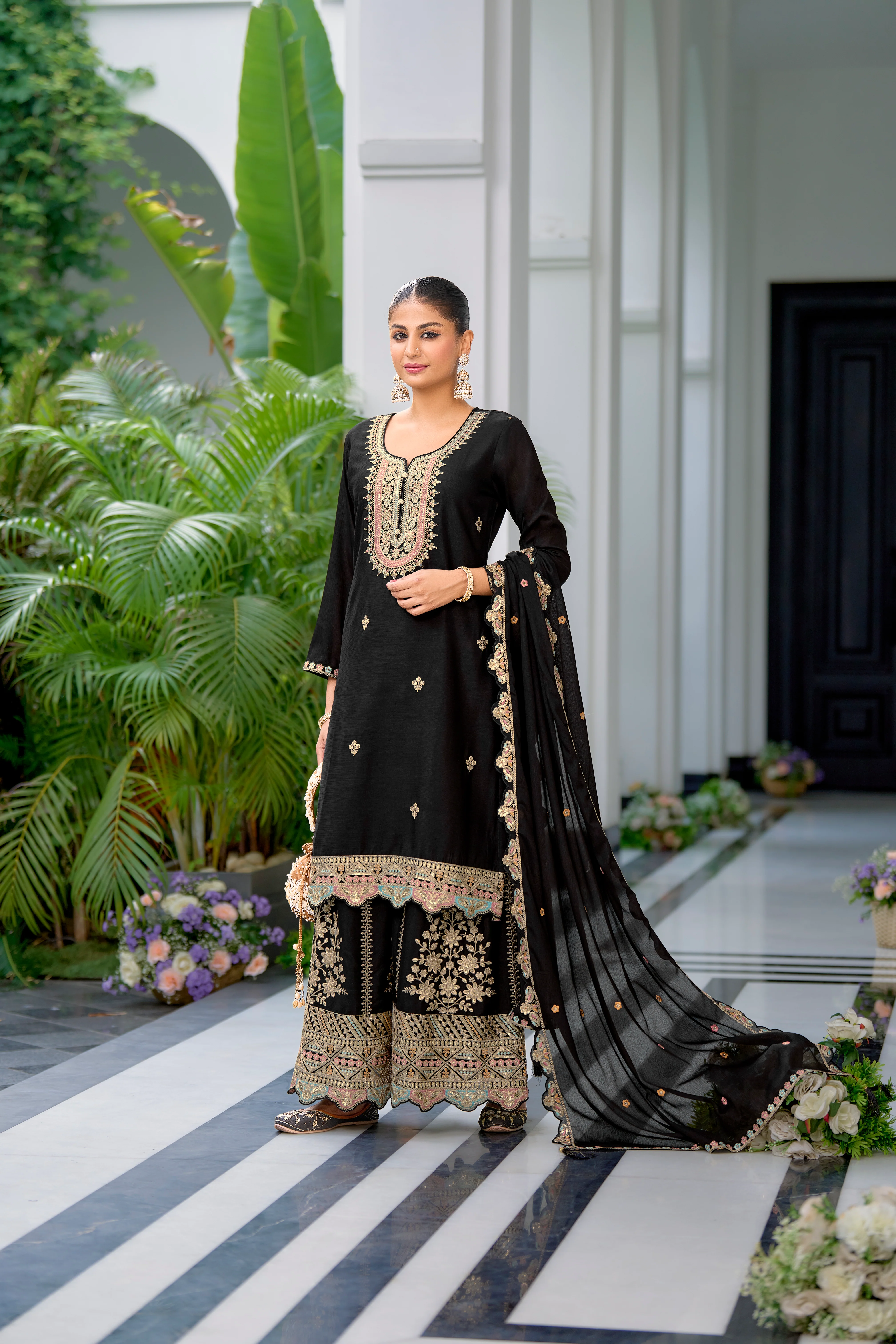 Farukh Onyx Full Work gharara Suit Set - Image 5