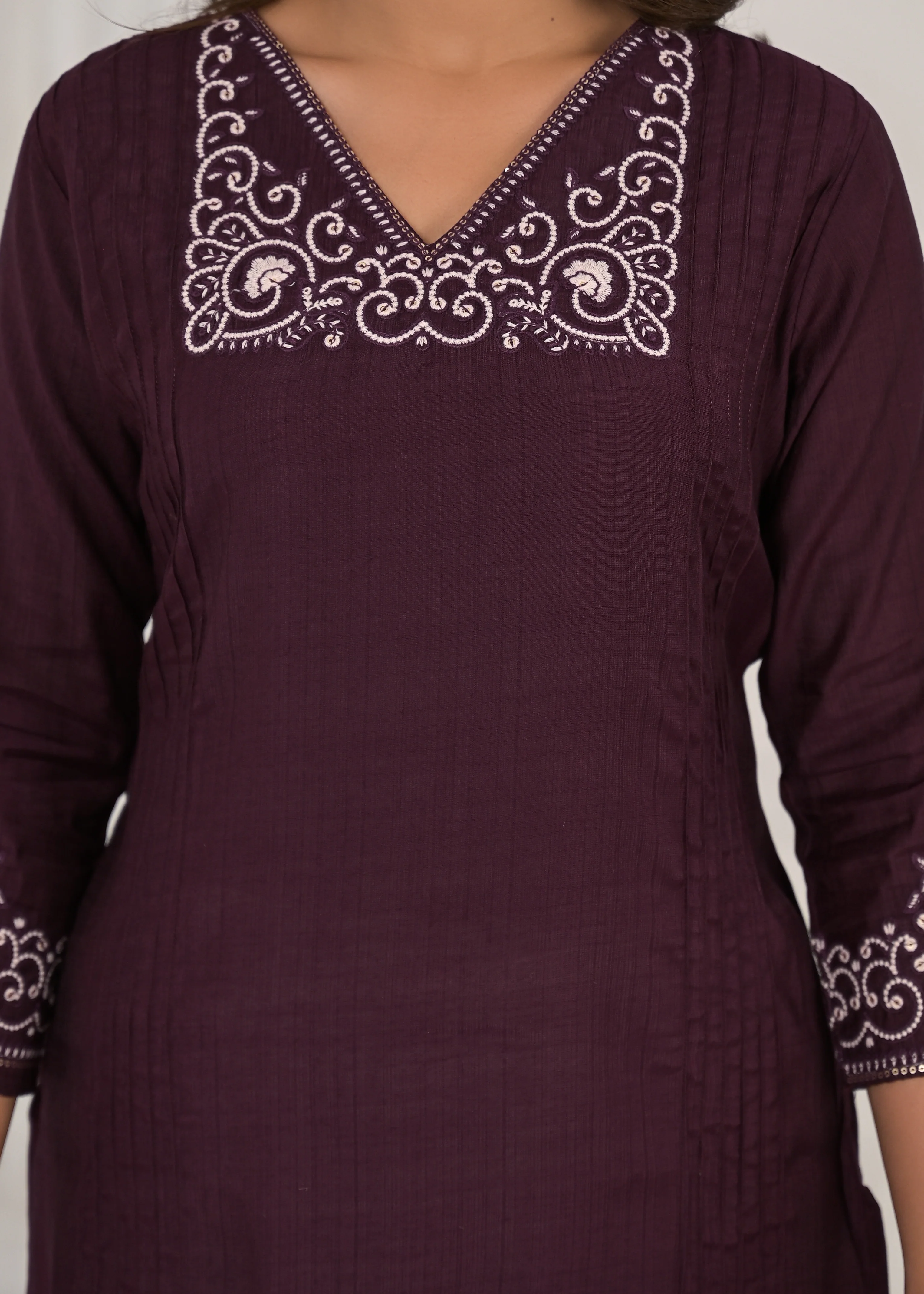 Sneha Sangria Embroidered Kurti - Image 2