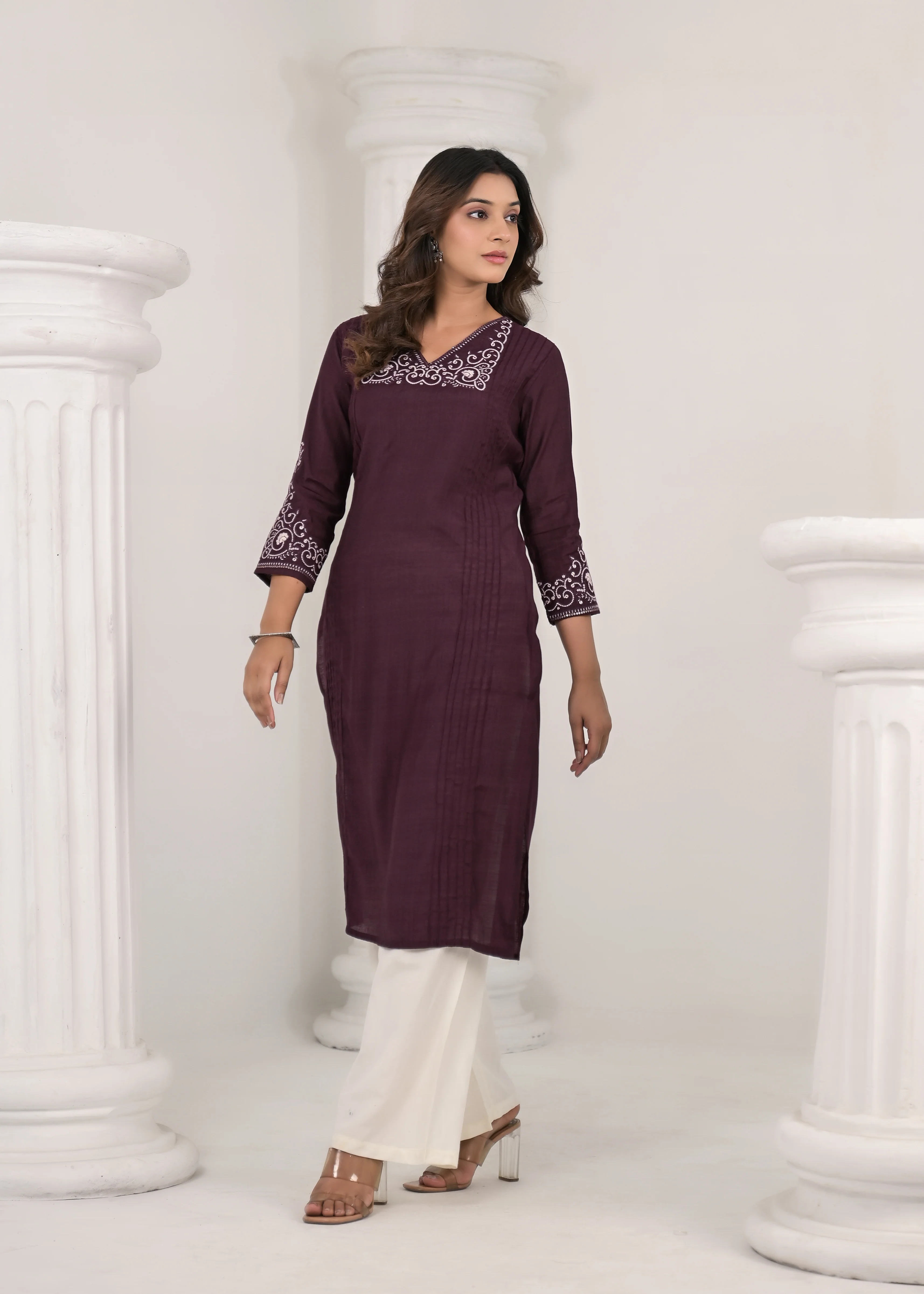 Sneha Sangria Embroidered Kurti - Image 5