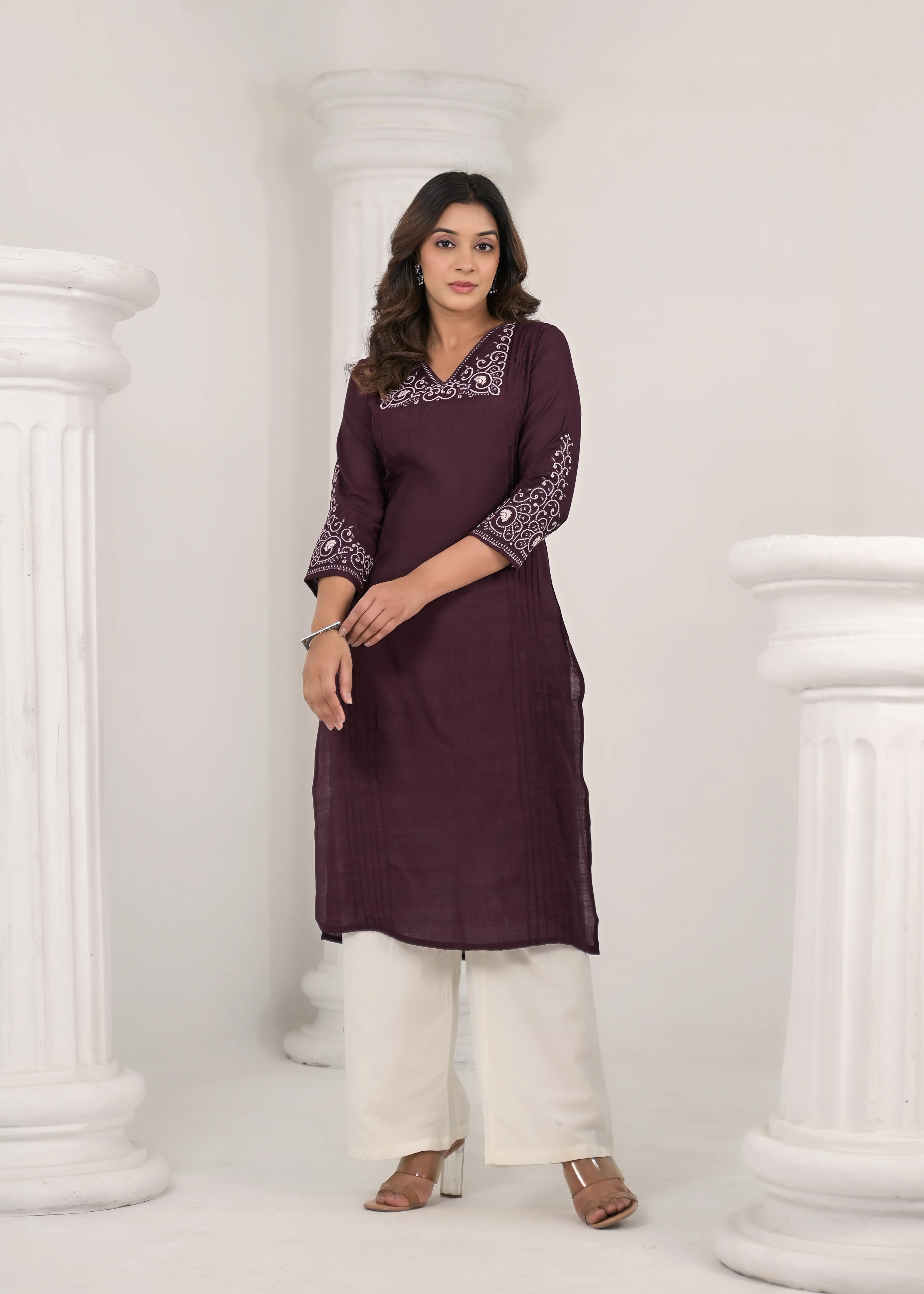 Sneha Sangria Embroidered Kurti - Image 6