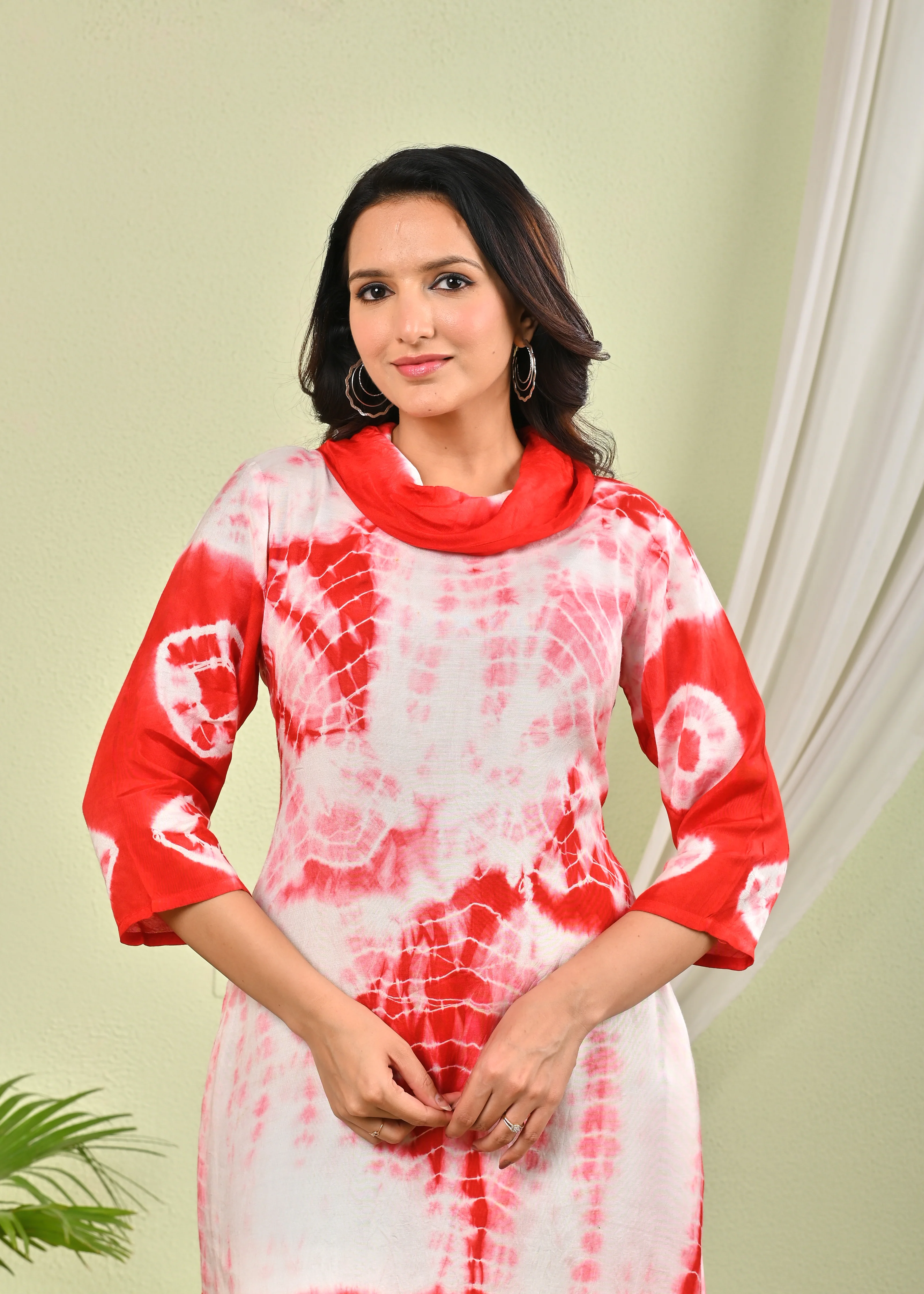 SANA CRIMSON SHIBORI COTTON CO-ORD SET - Image 2