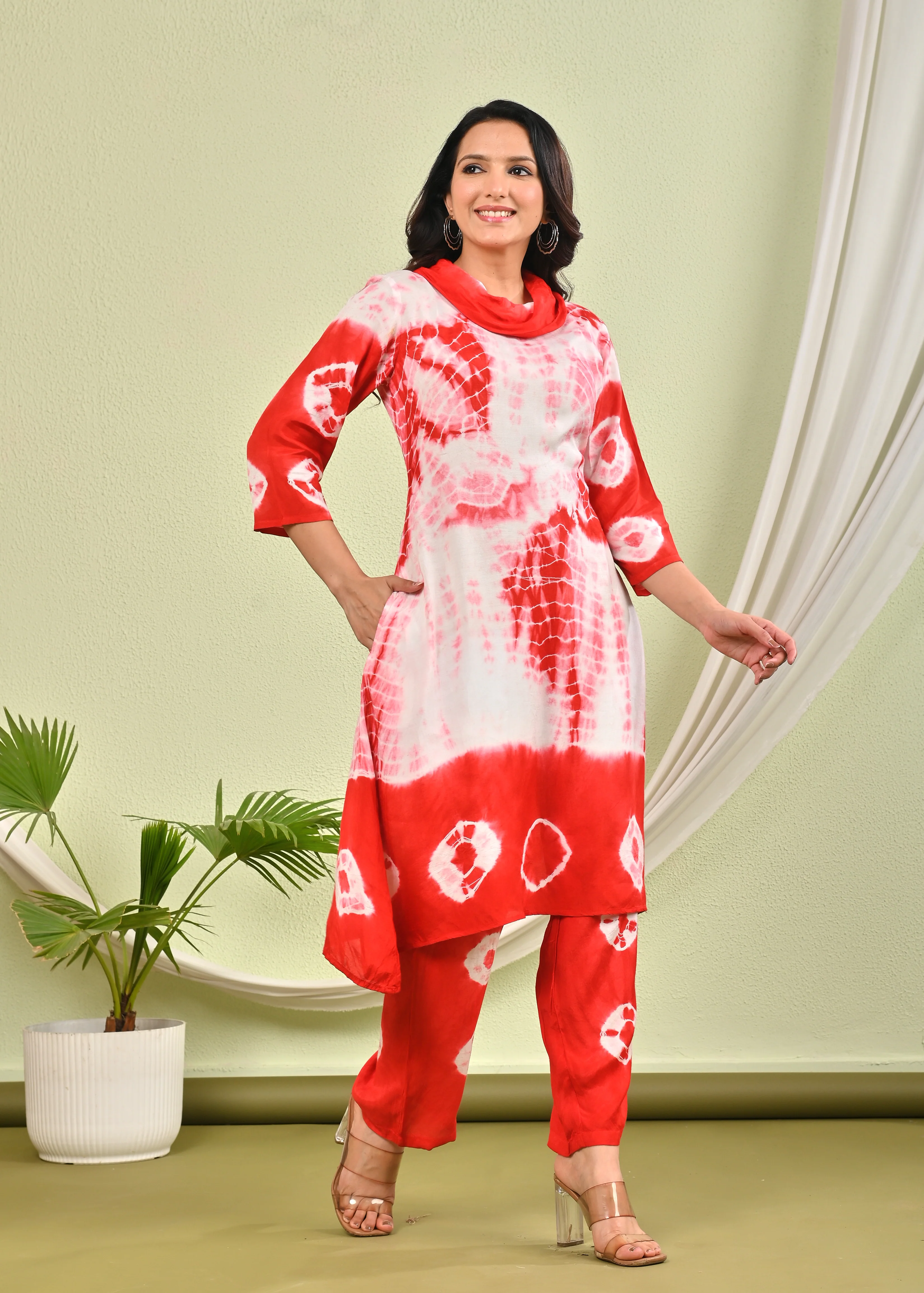 SANA CRIMSON SHIBORI COTTON CO-ORD SET - Image 5