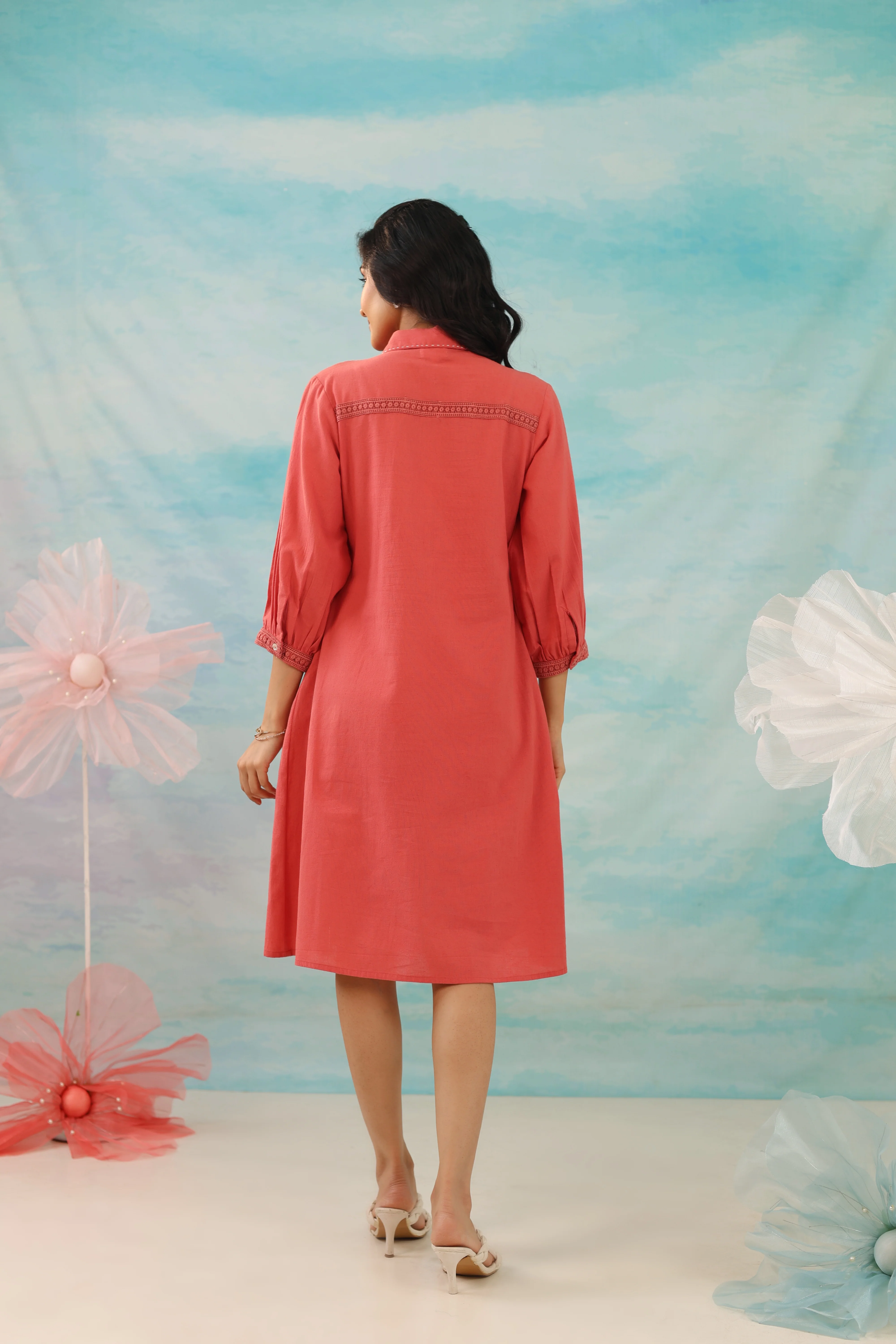 Purna Apricot Cotton Dress - Image 3