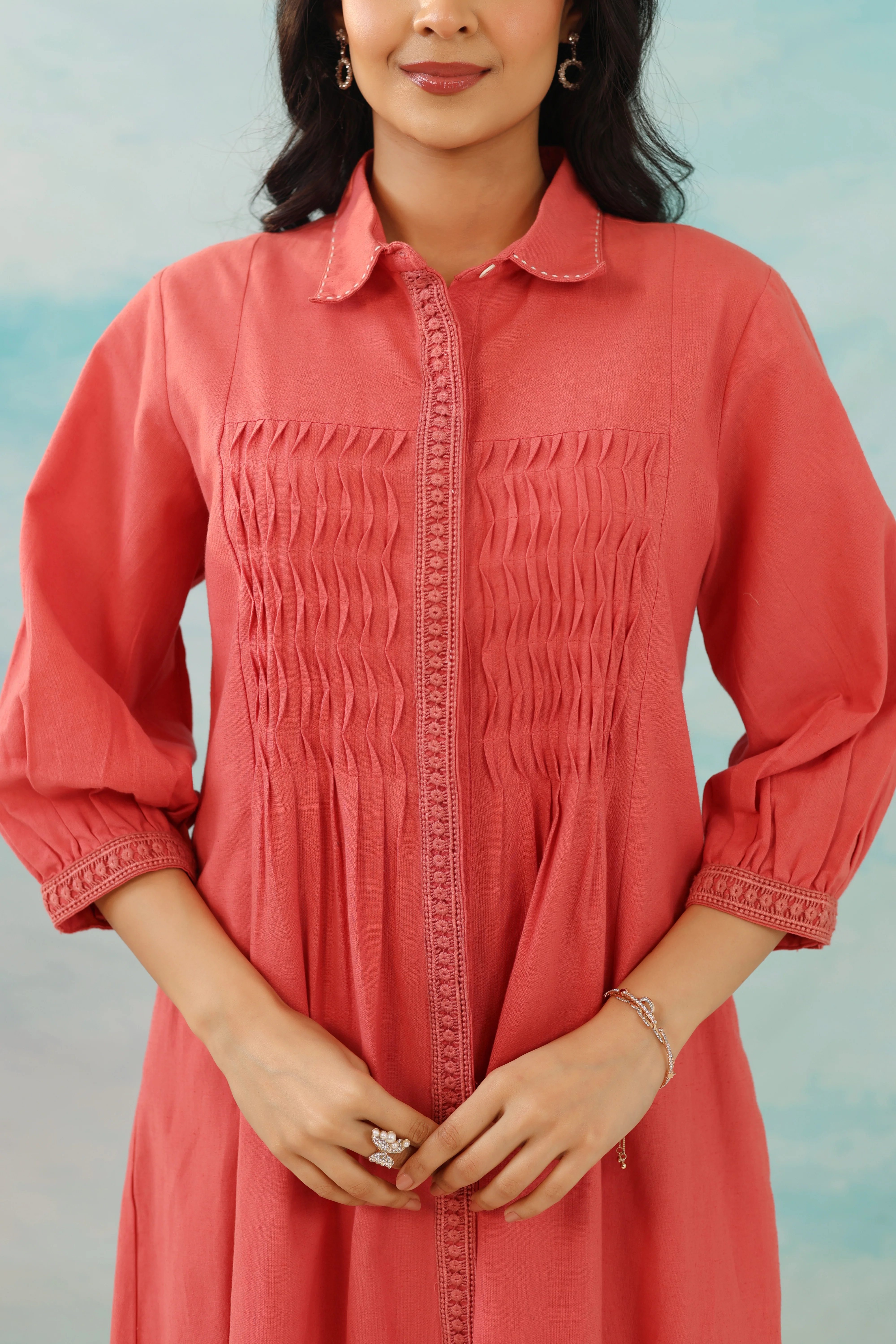 Purna Apricot Cotton Dress - Image 4