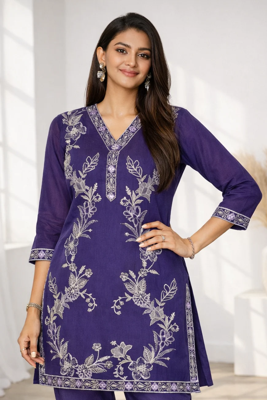 Anumeha Purple Work Co-ord Set - Image 2