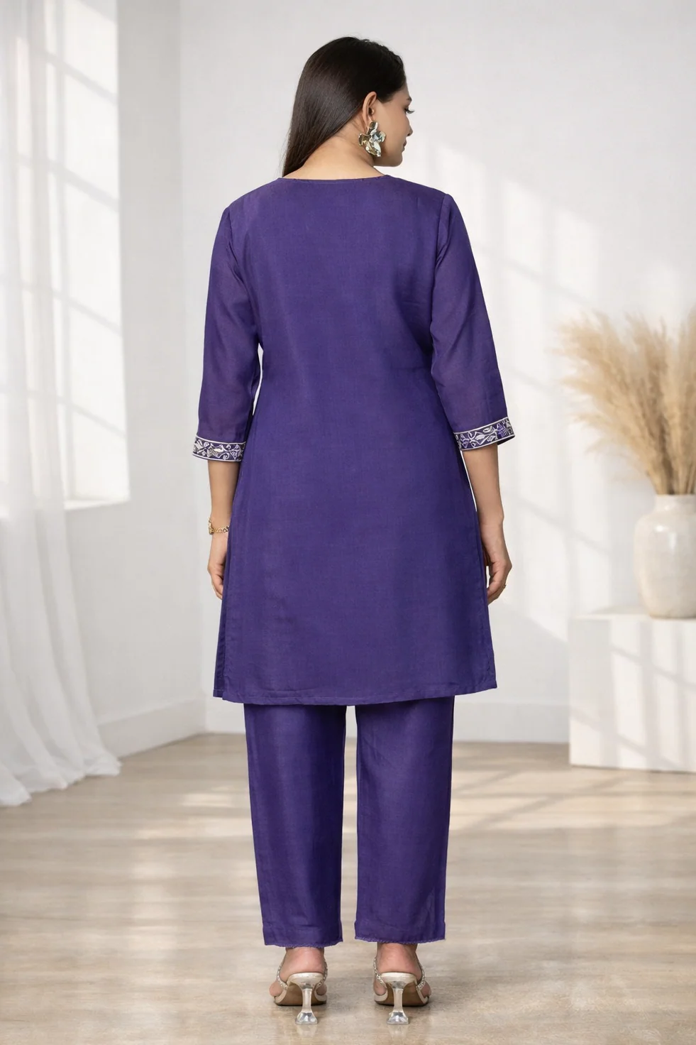 Anumeha Purple Work Co-ord Set - Image 3