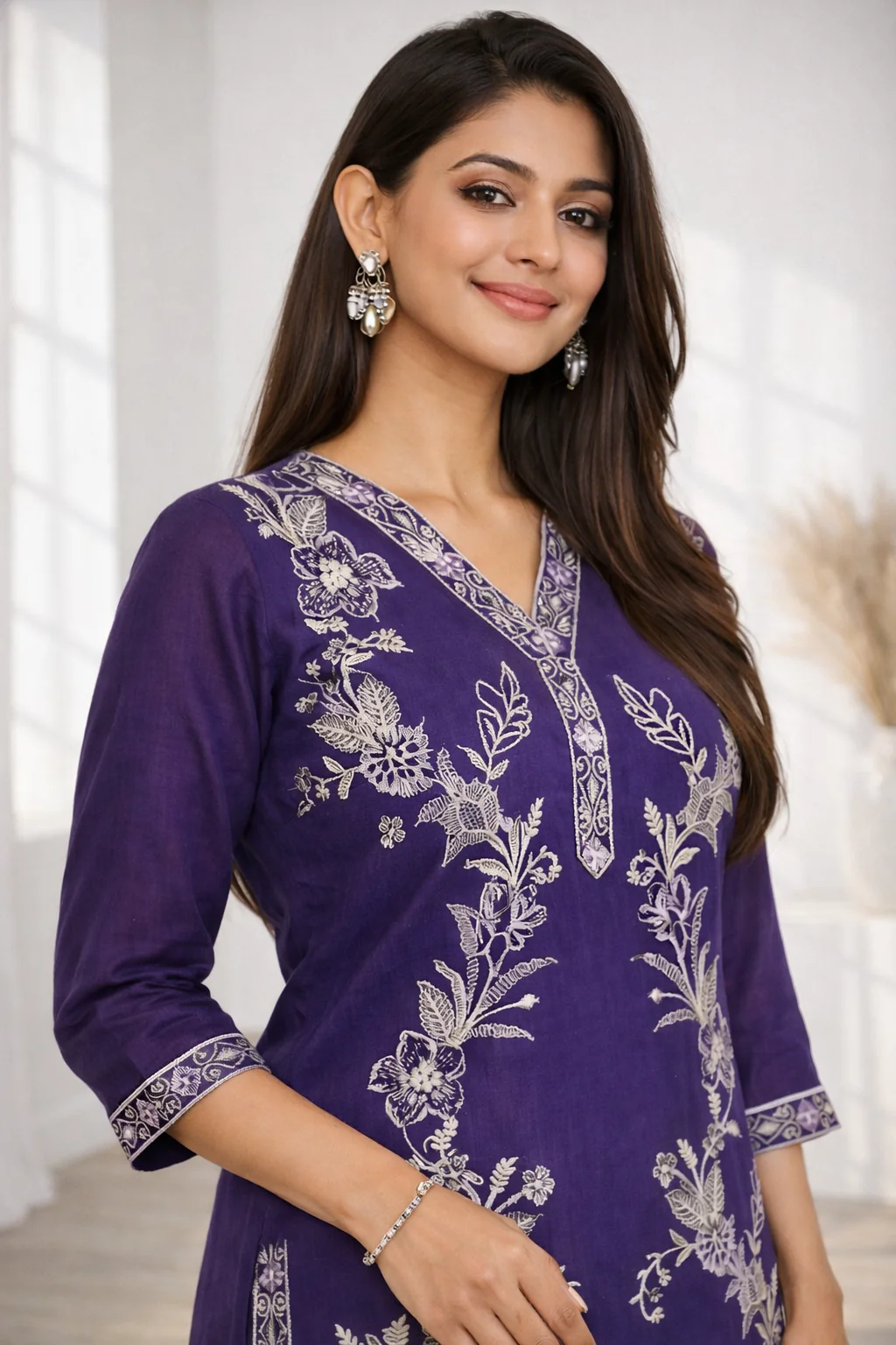 Anumeha Purple Work Co-ord Set - Image 4