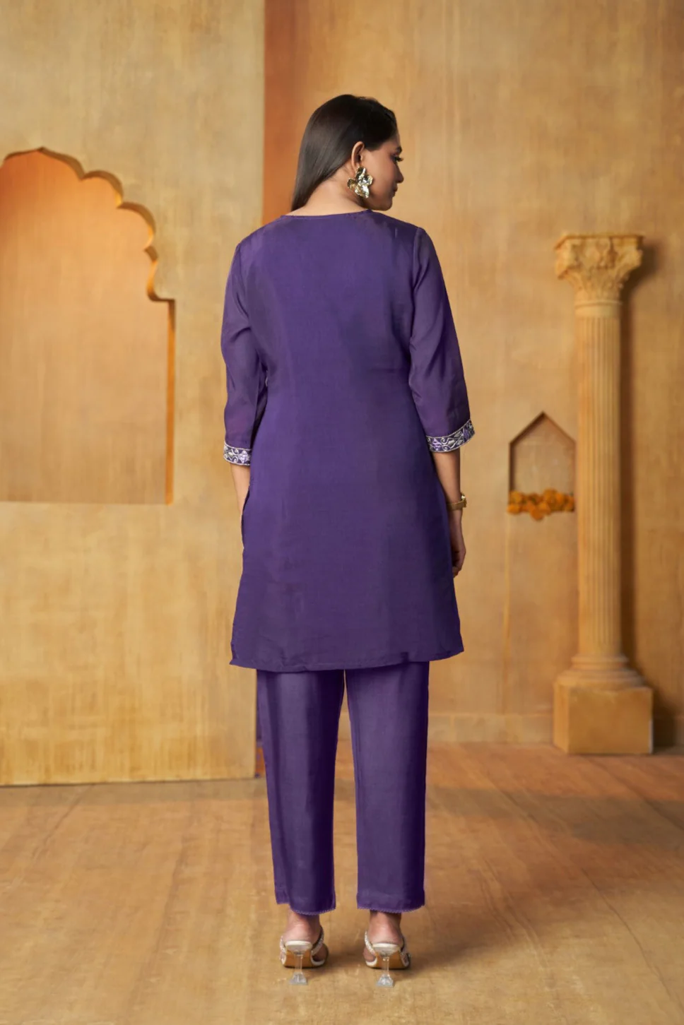 Anumeha Purple Work Co-ord Set - Image 7