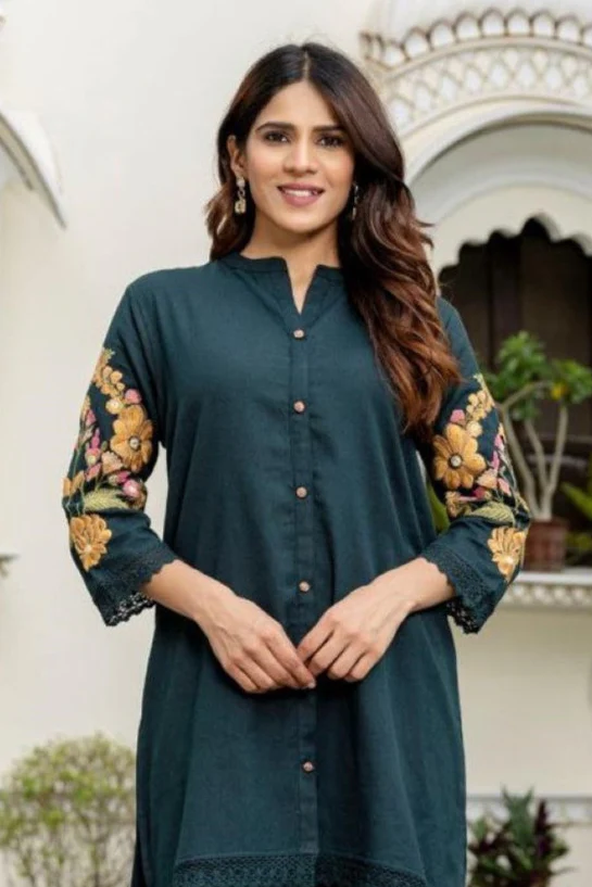 Omra Azure embroidery cotton co-ord set - Image 2