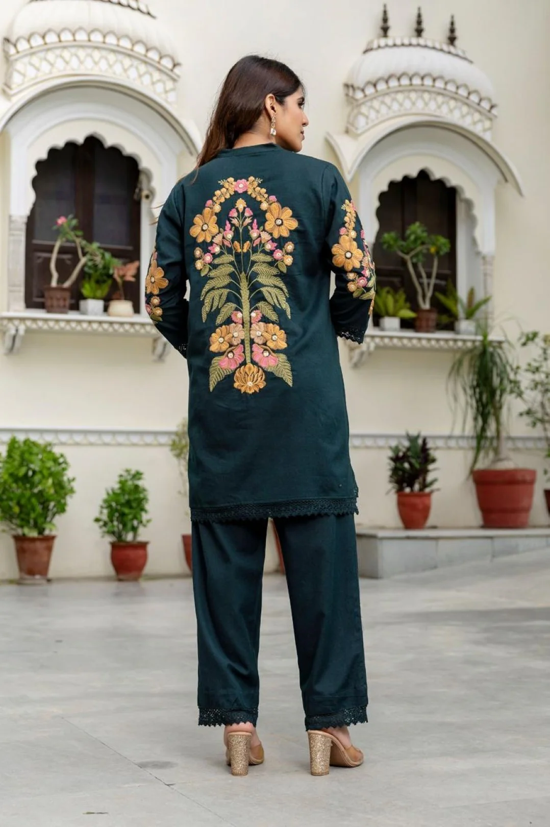 Omra Azure embroidery cotton co-ord set - Image 3